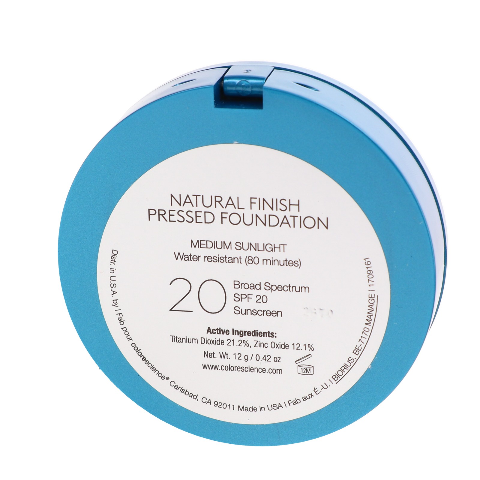 Colorescience Natural Finish Pressed Foundation SPF 20 Medium Sunlight 0.42 oz