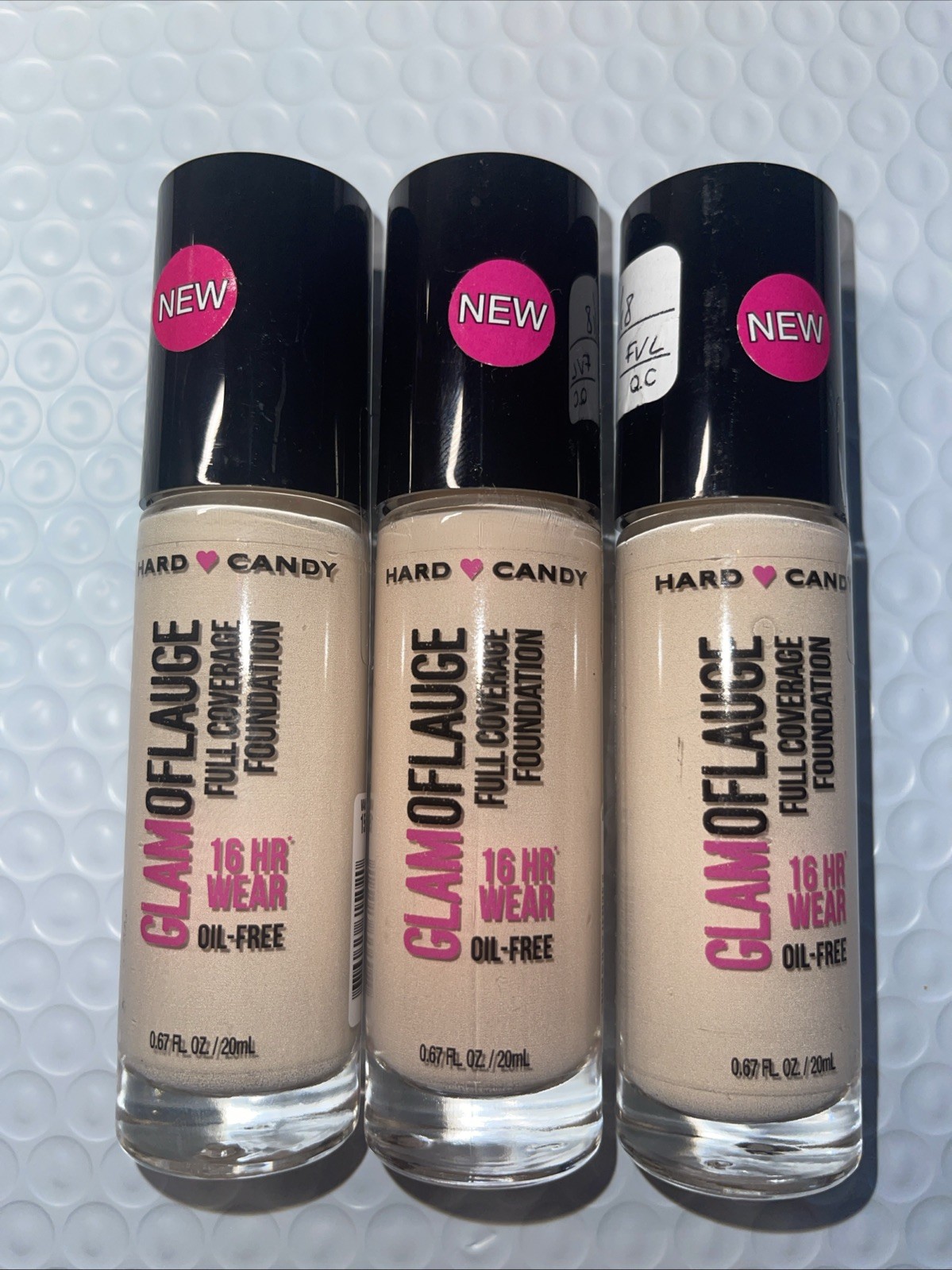 Hard Candy Glamoflauge Full Coverage Foundation Oil-Free # 1502 Vanilla Lot of 3
