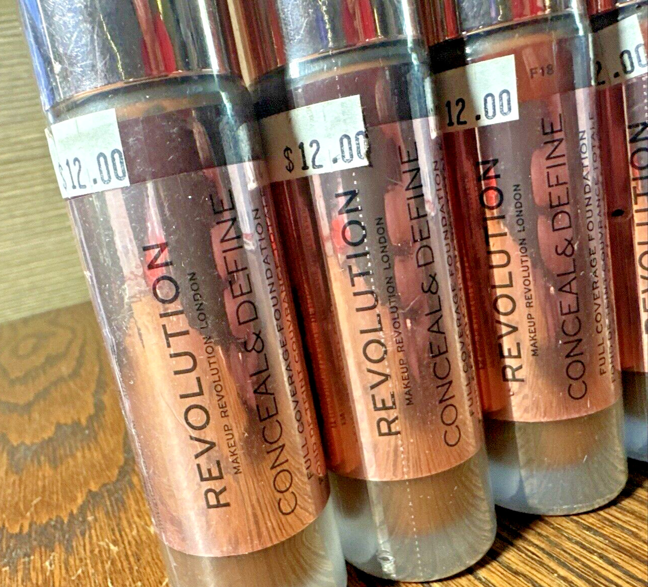 6x lot Revolution Conceal & Define Full Coverage Foundation- F18 Dark Skin Tones