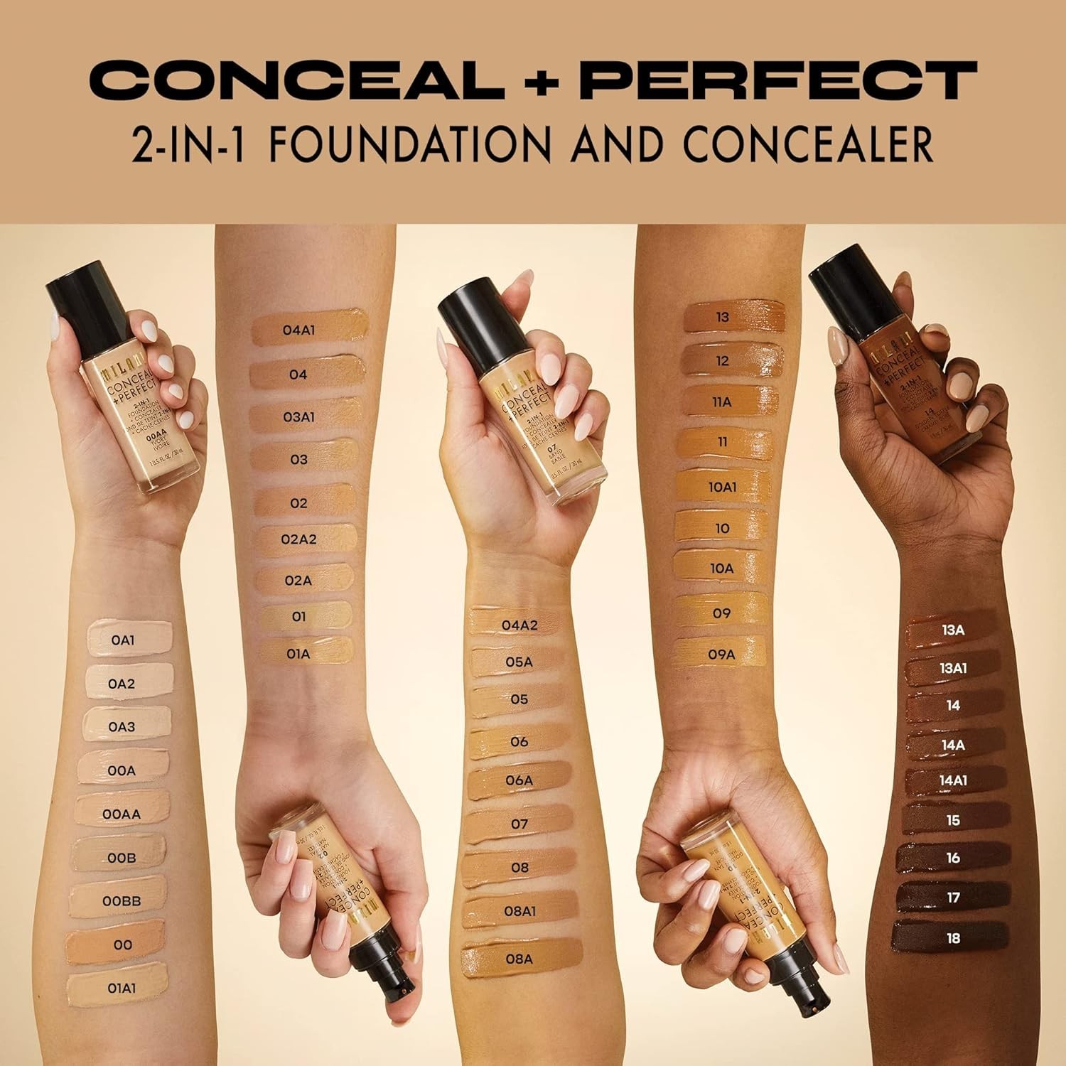 Conceal + Perfect Liquid Foundation 1 Fl. Oz – Light Beige, Satin Matte Finish