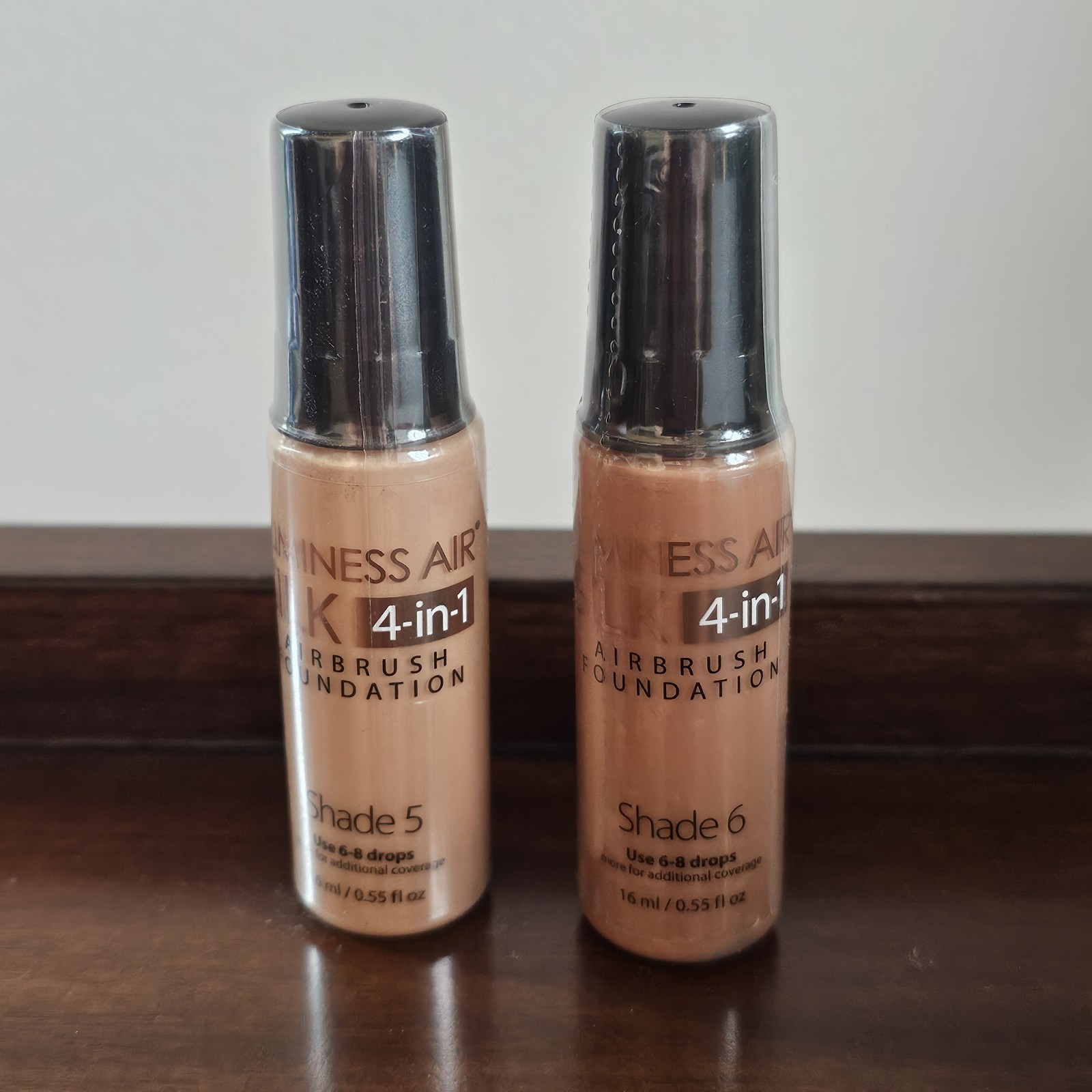 (2) Luminess Silk Airbrush Foundation 4-in-1 Shades 5 & 6 = 2 Bottles NEW Sealed