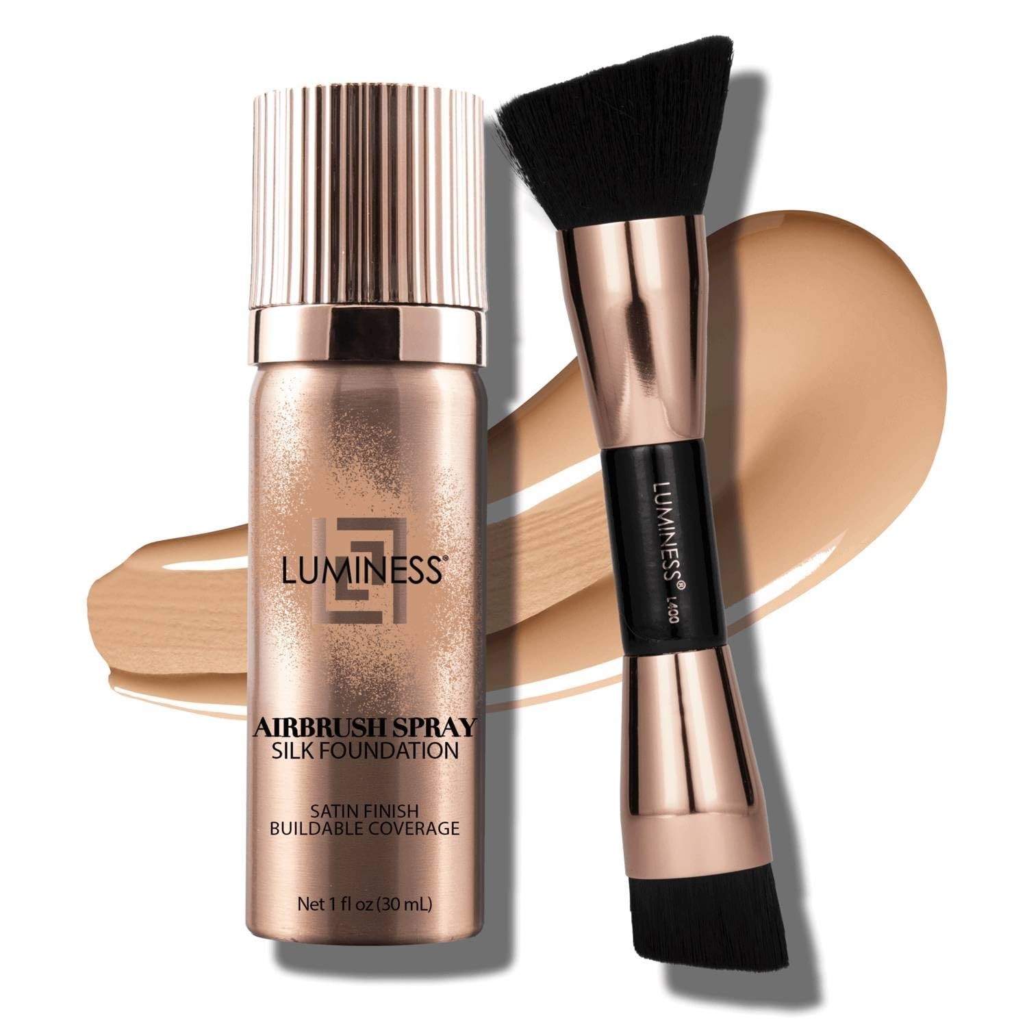 Silk Airbrush Spray Foundation 2-PC Kit – Foundation & Dual-Sided Angled Make…