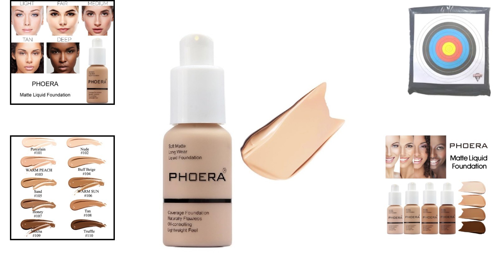 PHOERA Flawless Soft Matte Foundation 24HR – 102 Nude, Full Coverage, Waterproof
