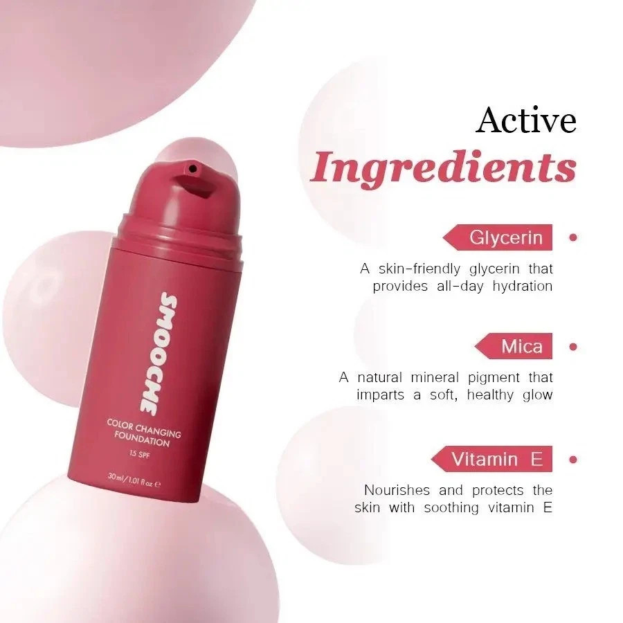 SMOOCHE Color Changing Foundation 30ml – Self Adjusting Natural Coverage Makeup