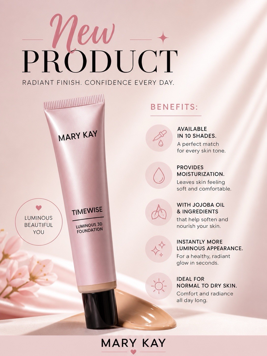 Mary Kay Timewise Luminuos 3D Foundation Normal to dry skin Médium 10
