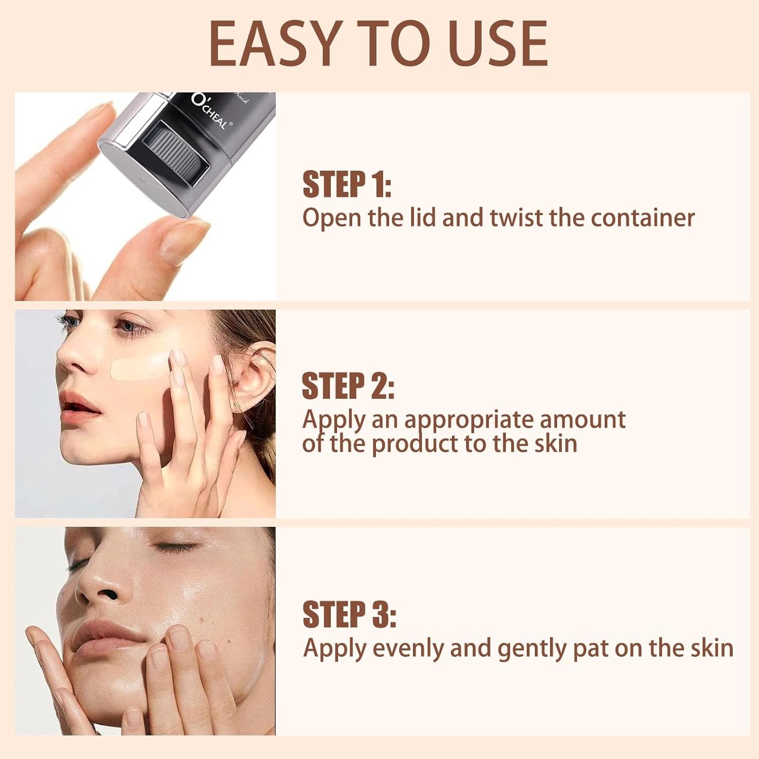 Hydrating Tinted Concealer Stick, Full Coverage Face Makeup for All Skin Types,