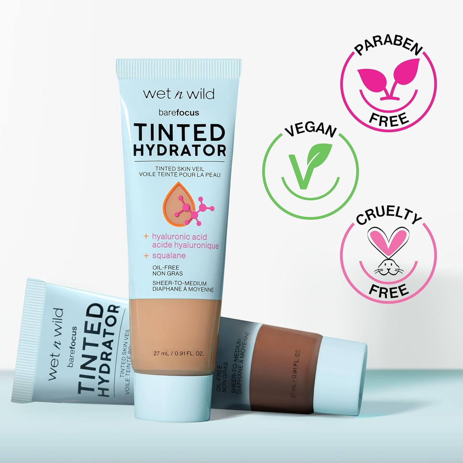 Bare Focus Tinted Hydrator Tinted Skin Veil, Lightweight Buildable Coverage with