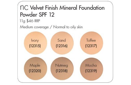 NUTRIMETICS NC VELVET FINISH MINERAL FOUNDATION POWDER SPF12 11G X 2 RRP $108
