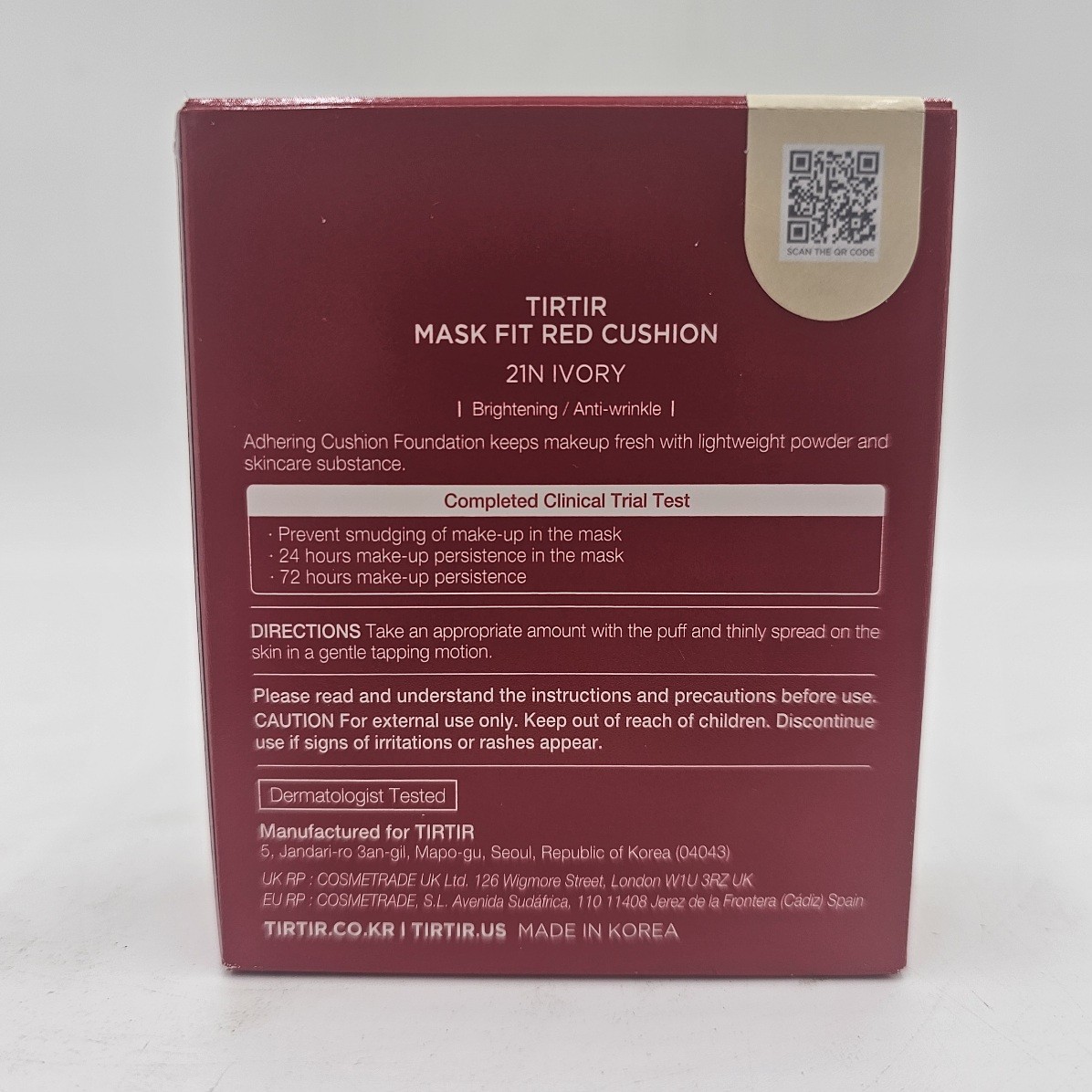 TIRTIR Mask Fit Red Cushion Foundation 21N | Full Size 18g | New & Sealed