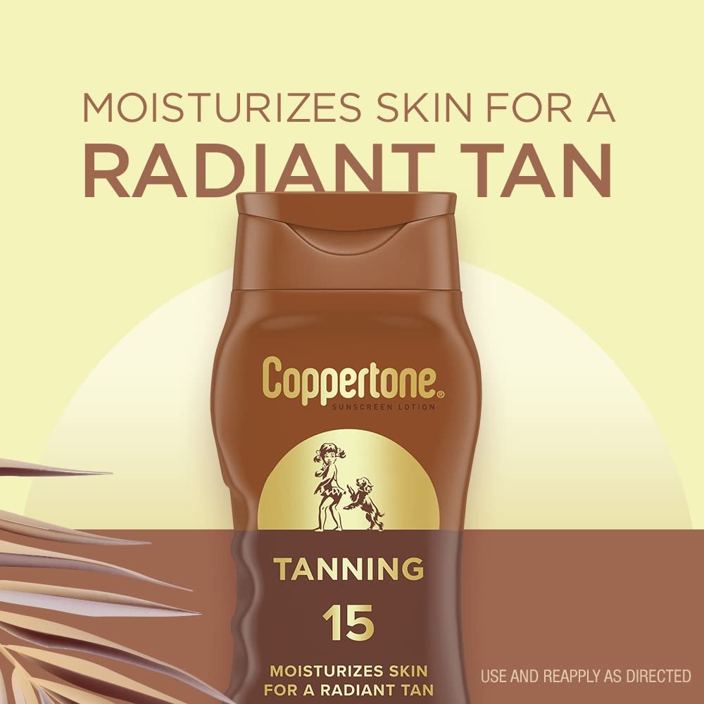 Coppertone Tanning Sunscreen Lotion, SPF 15, 8 Fl Oz (Pack of 1), White
