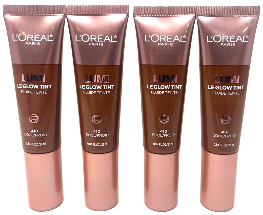 (4) Loreal Lumi Le Glow Tint New In Packaging 0.84 fl oz Each 410 – Cool