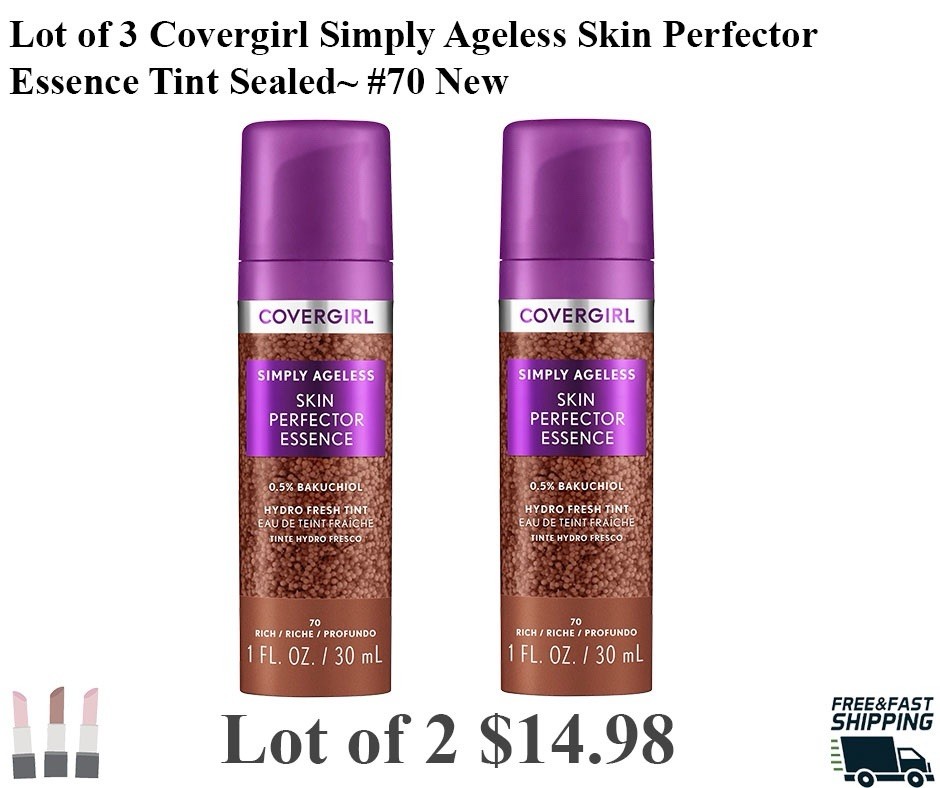 Lot of 2 CoverGirl NEW Simply Ageless Skin Perfector Essence Fresh Tint 70