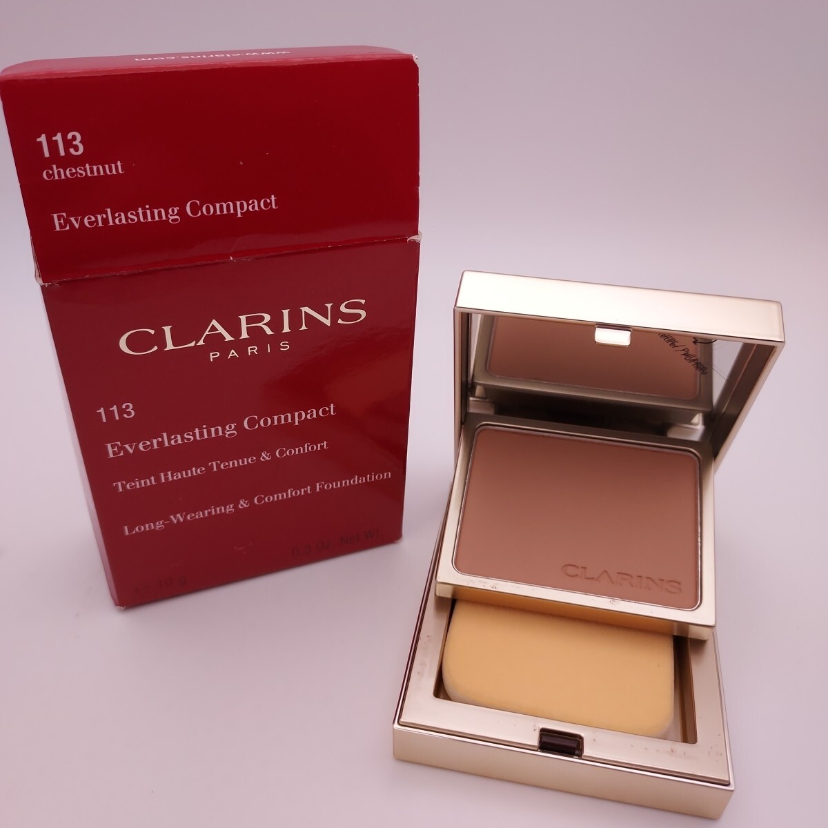 Clarins Everlasting Compact Foundation Makeup .3oz 113 CHESTNUT