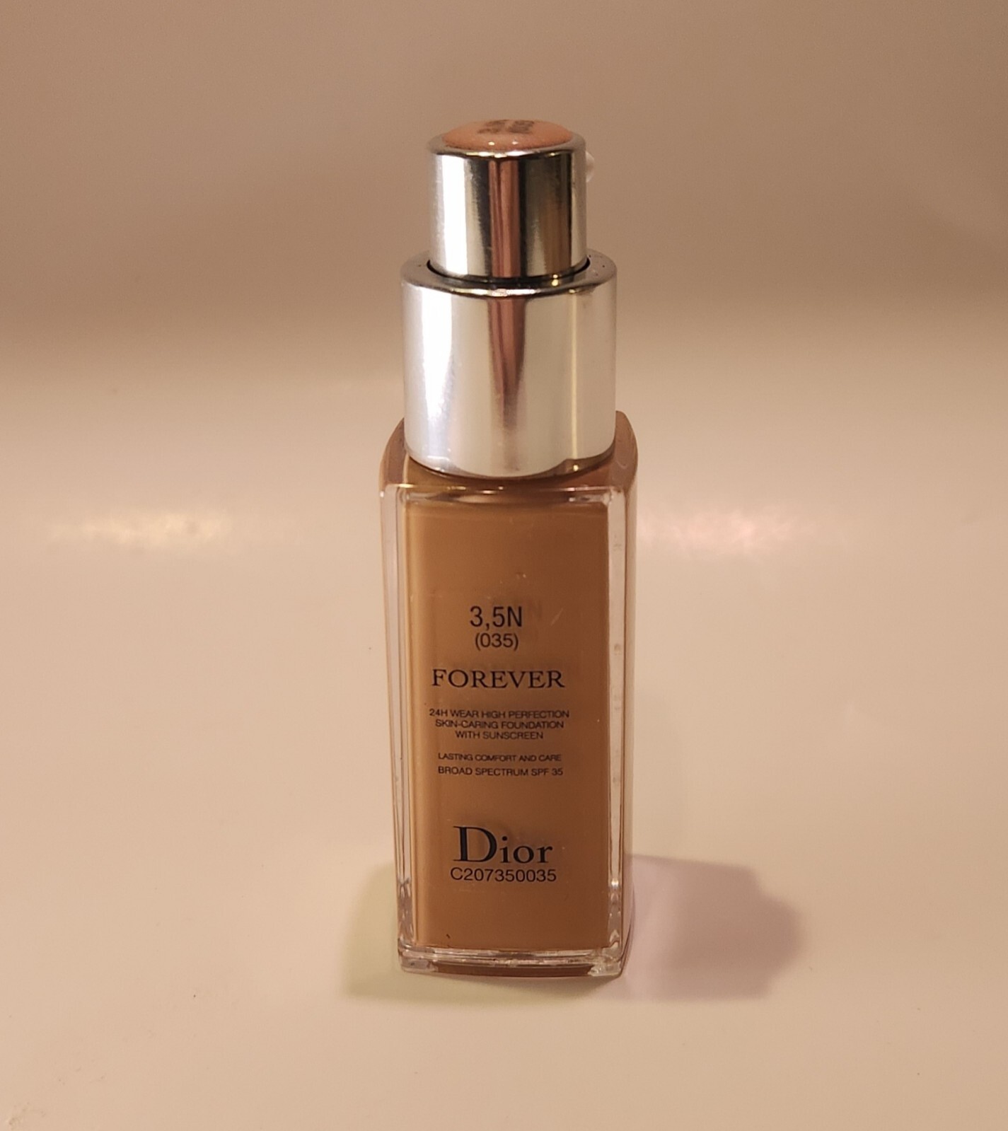 Dior Forever 24H Wear High Perfection Skin-Caring Foundation, Shade: 3,5N, .67oz