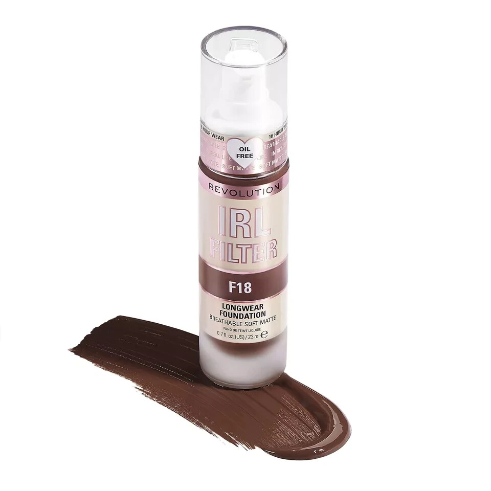 Revolution IRL Filter Foundation Longwear F18 Dark Brown Liquid Cream Coverup
