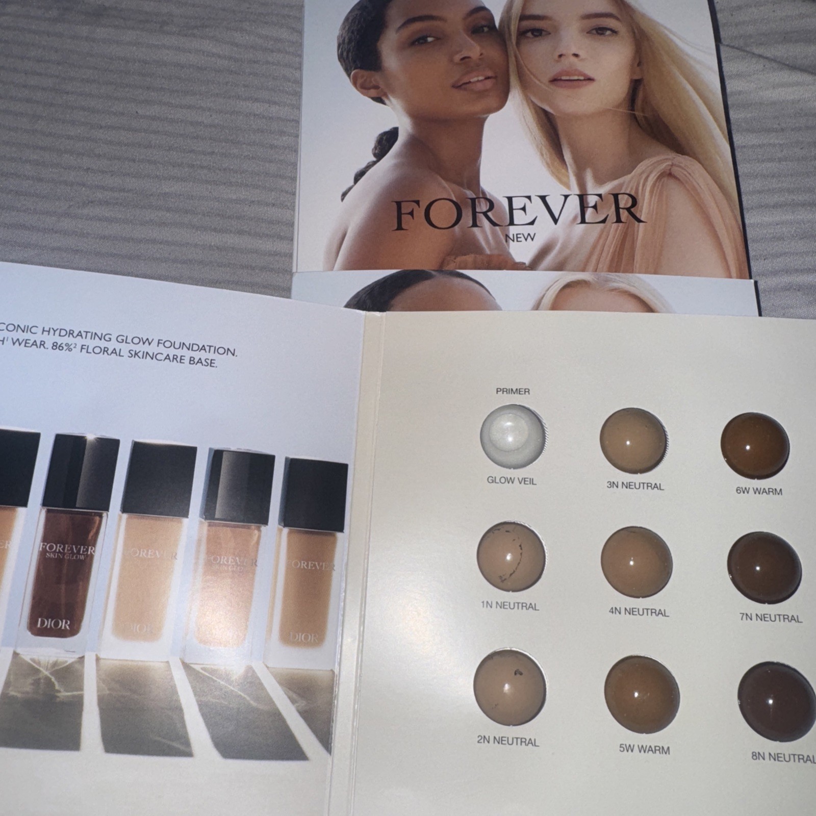 5X Dior Forever Skin Glow Foundation Sample Cards 9 x 0.5ml/0.01oz