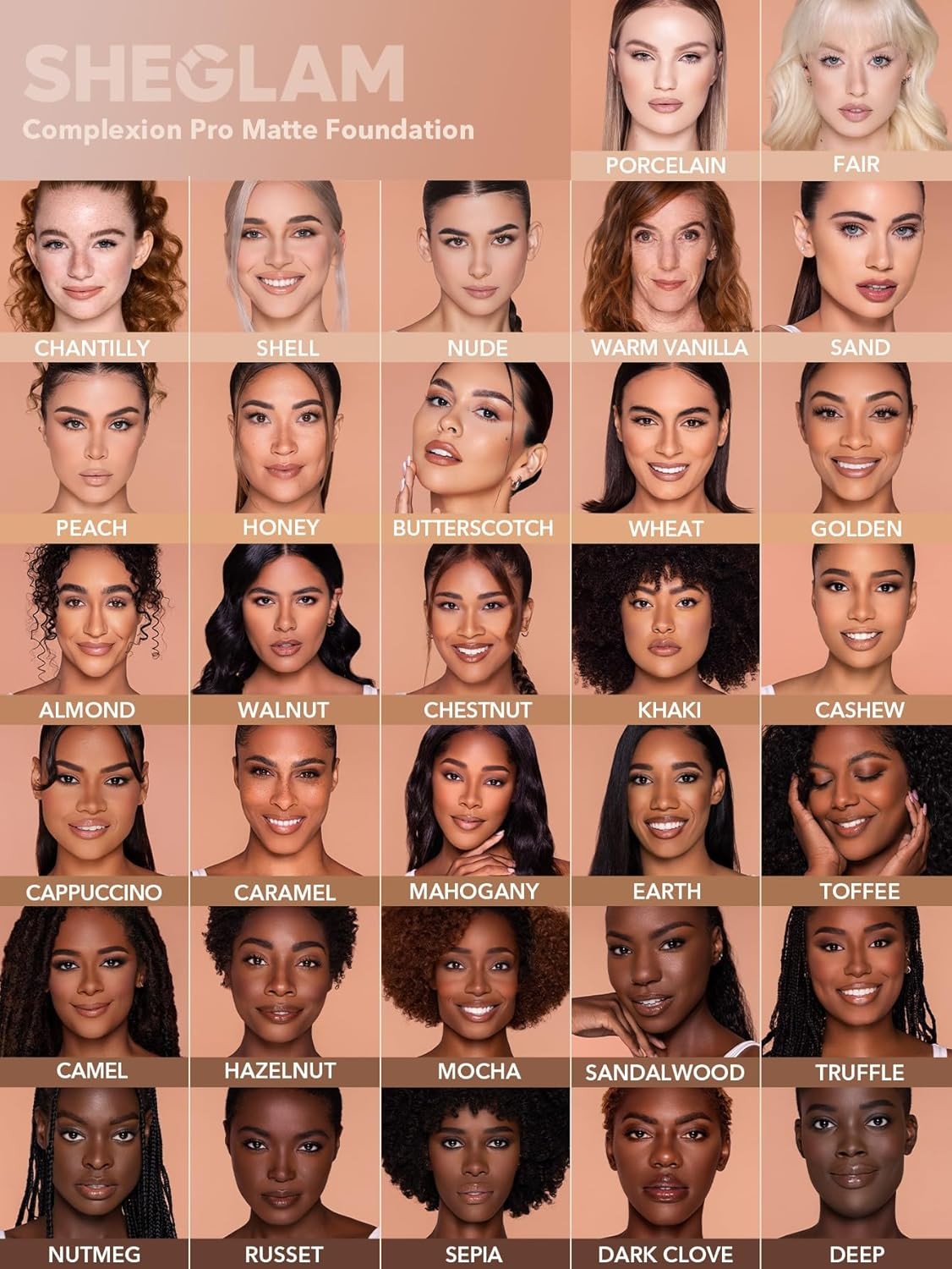 2 SHEGLAM Full Coverage Foundation Waterproof Matte Dewy Liquid Foundation Sand