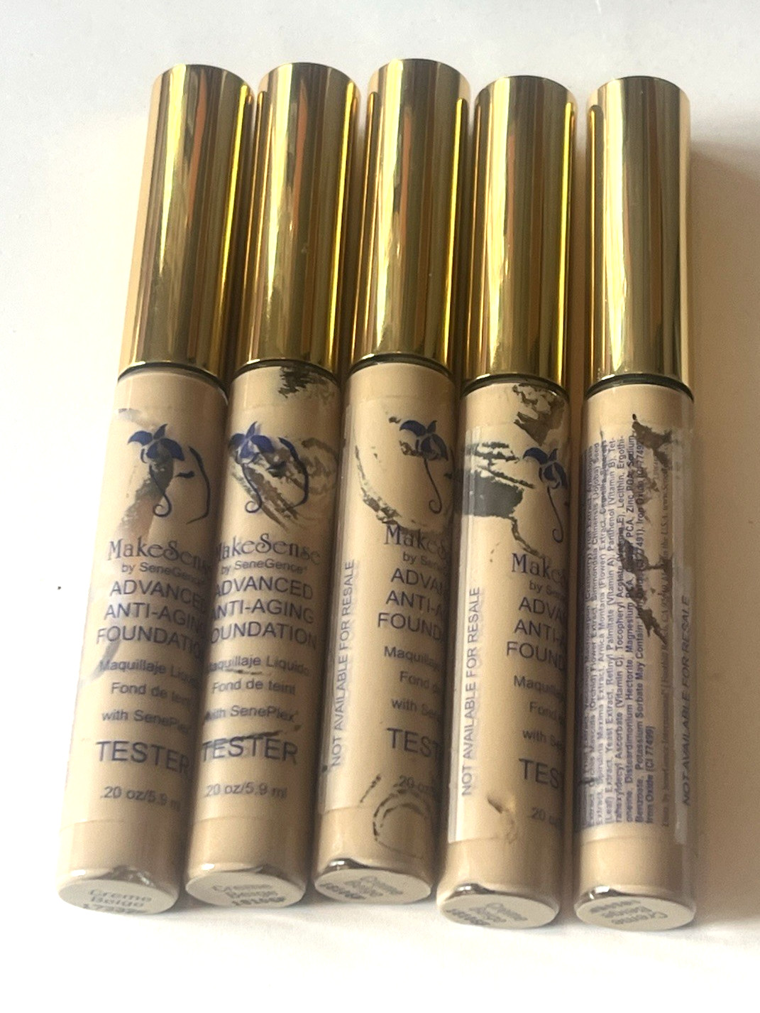 Lot of 5 MakeSense Advanced Anti-Aging Foundation in Creme Beige Size .20oz