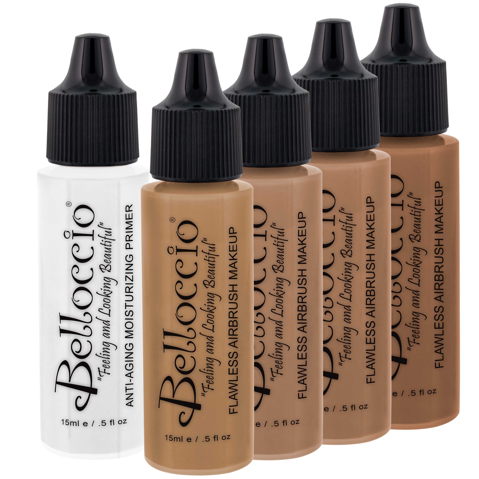 Belloccio TAN Airbrush Makeup FOUNDATION SET Skin Shade Tone Face Cosmetic Kit
