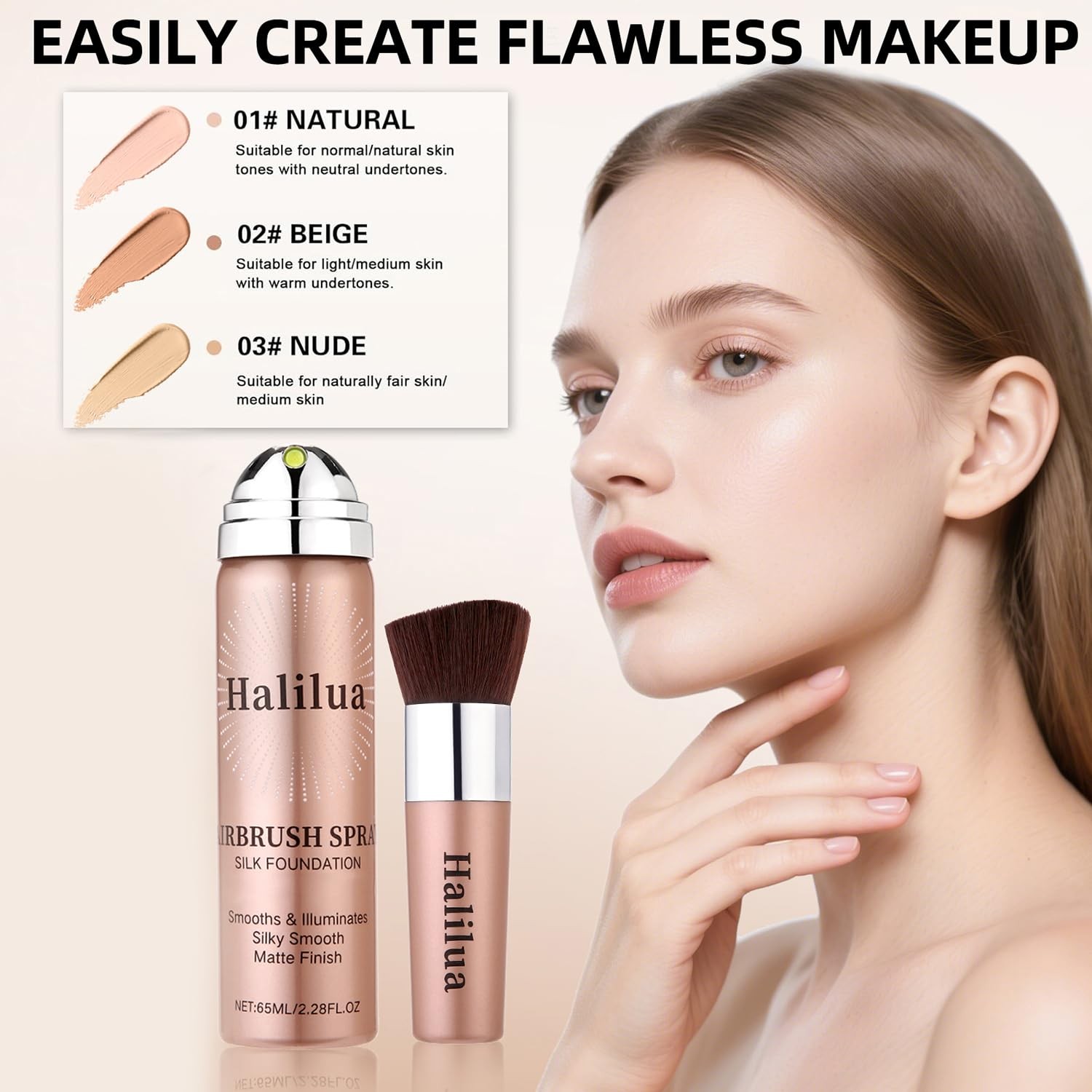 Airbrush Foundation Spray with Brush – Full Coverage Magic Minerals Hydrating