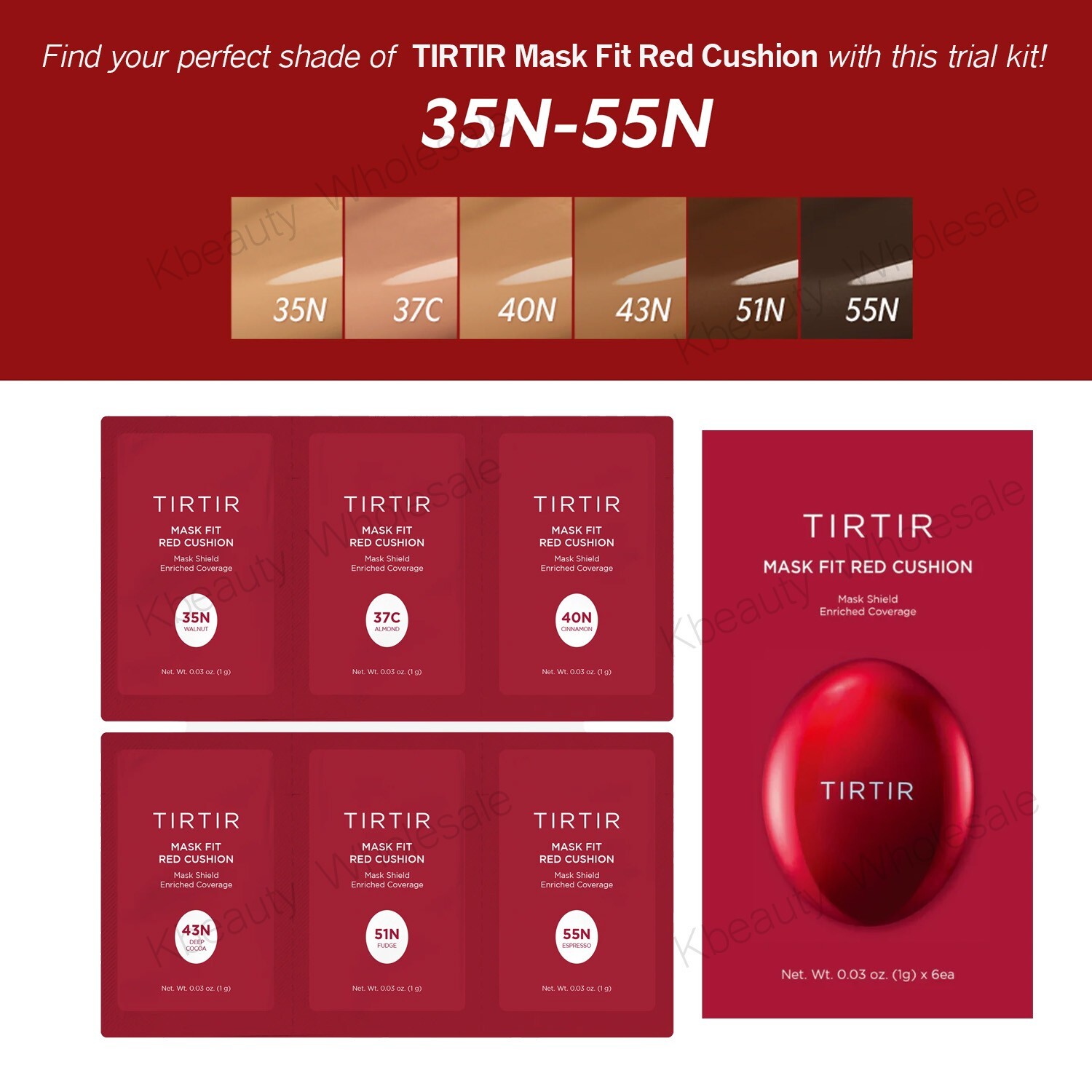 [TIRTIR] Mask Fit Red Cushion Trial Kits, 30 Colors, Trial Kits, US Seller