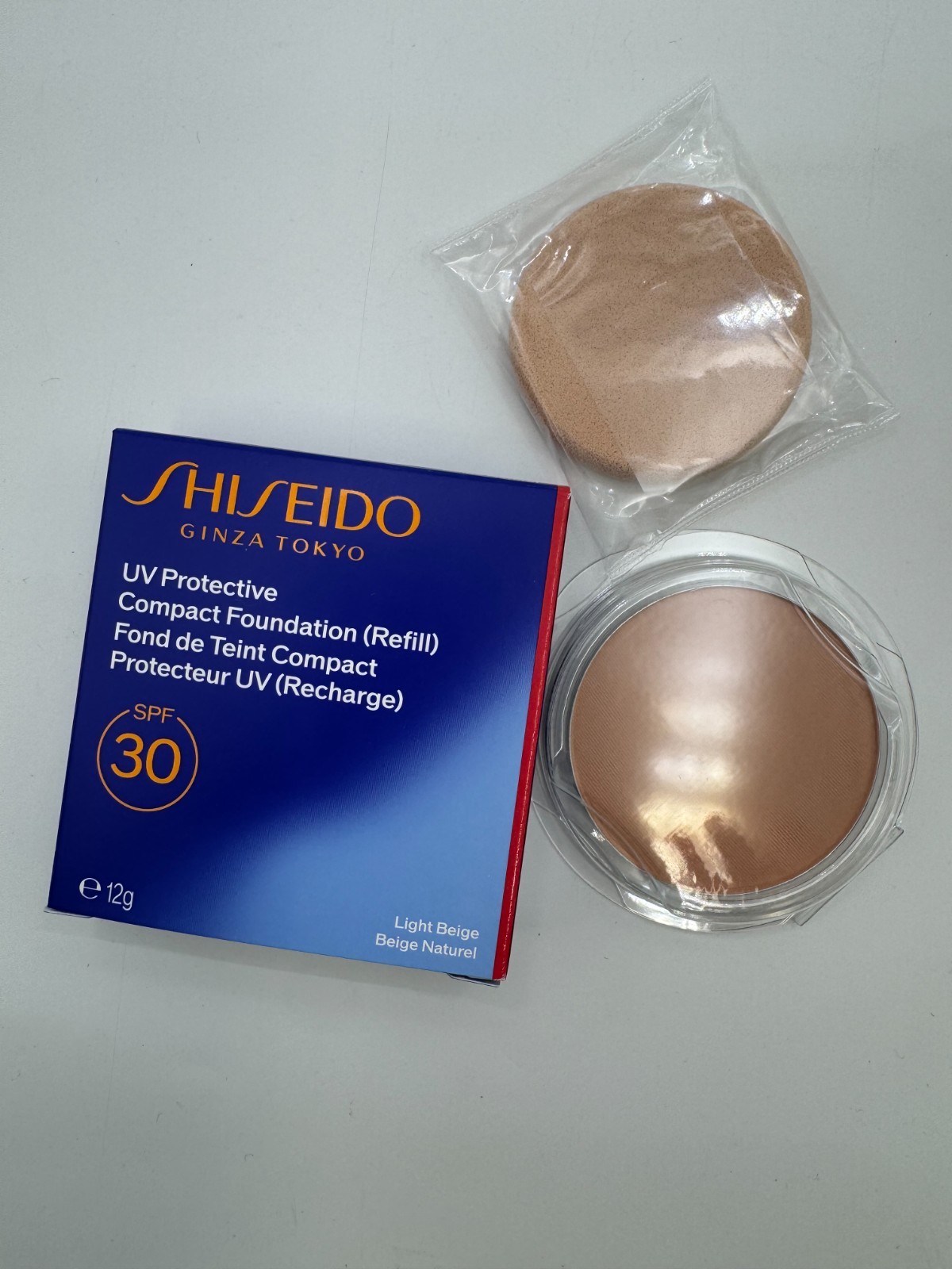 SHISEIDO UV PROTECTIVE COMPACT FOUNDATION (REFILL) SPF30 12G #LIGHT BEIGE NIB