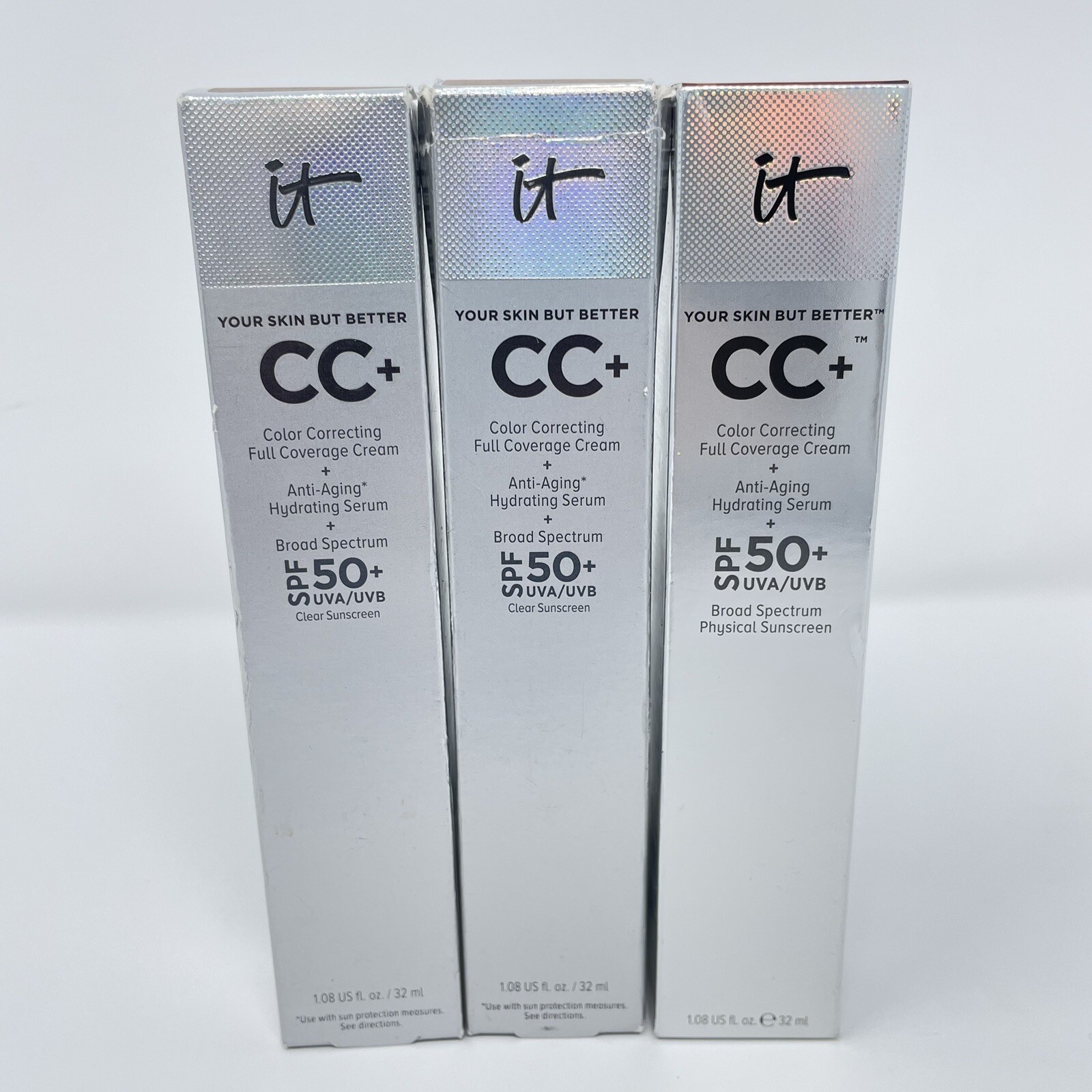 3 Pack -It Cosmetics Color Correcting Cream – SPF50- 1 Rich Honey + 2 Deep