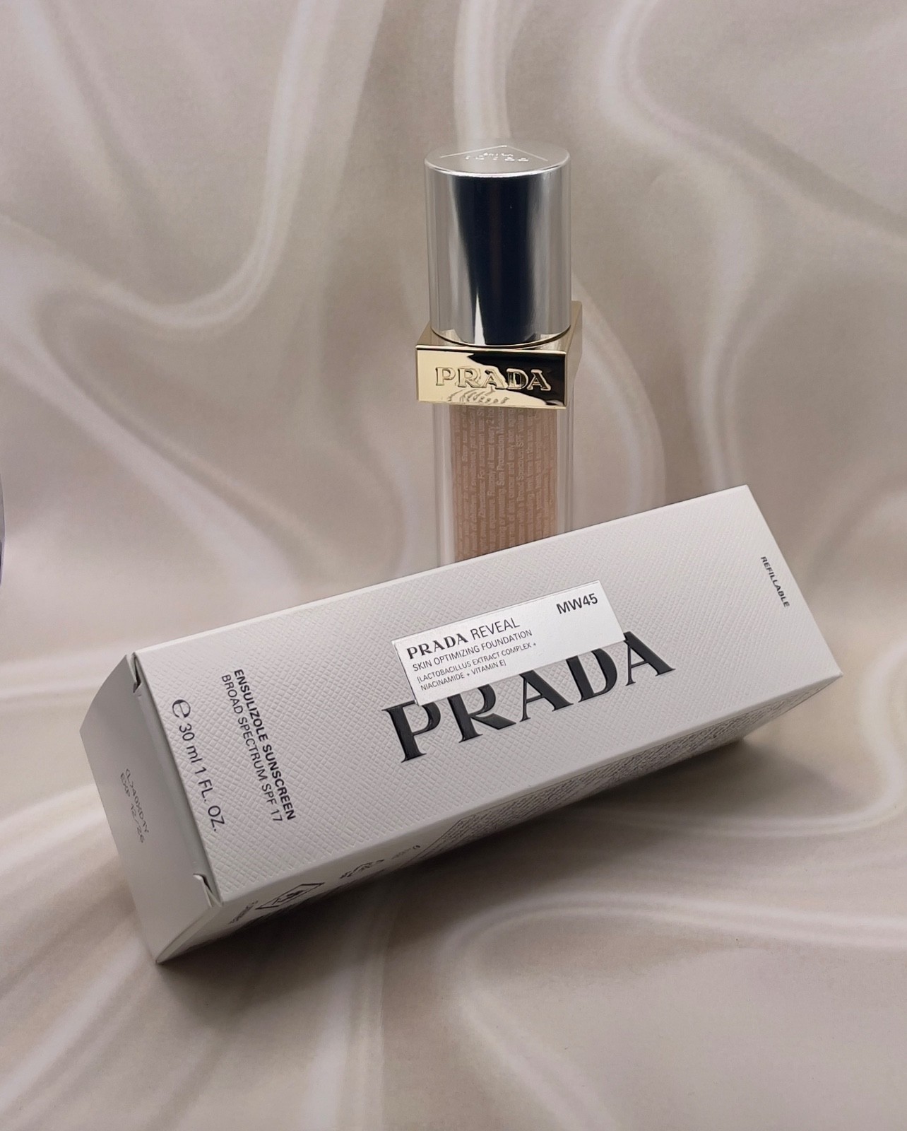 PRADA Reveal MW45 Foundation. Skin Optimizing Sunscreen, NEW. SPF 17