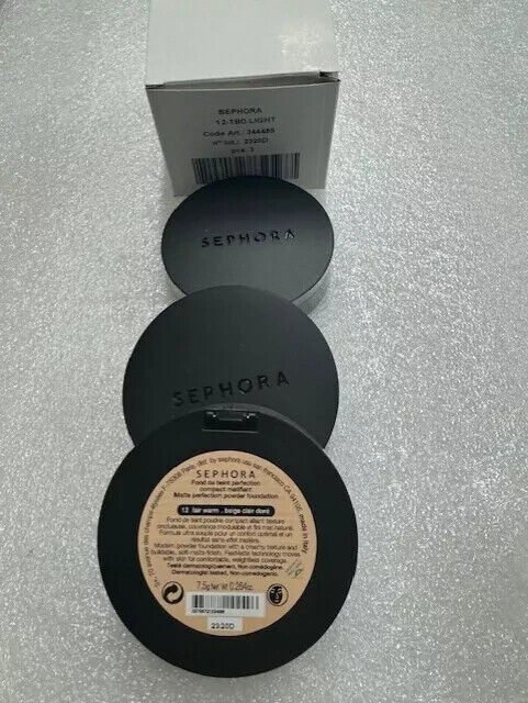 Lot of 3 ~ Sephora Matte Perfection Powder Foundation ~ 12 Fair Warm ~ Full Size