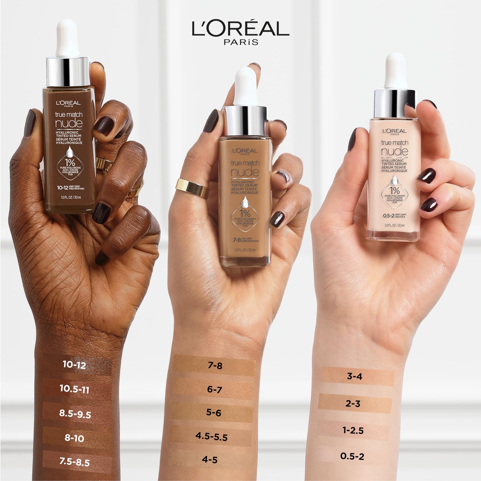 True Match Nude Hyaluronic Tinted Serum Foundation with 1% Hyaluronic acid, L…