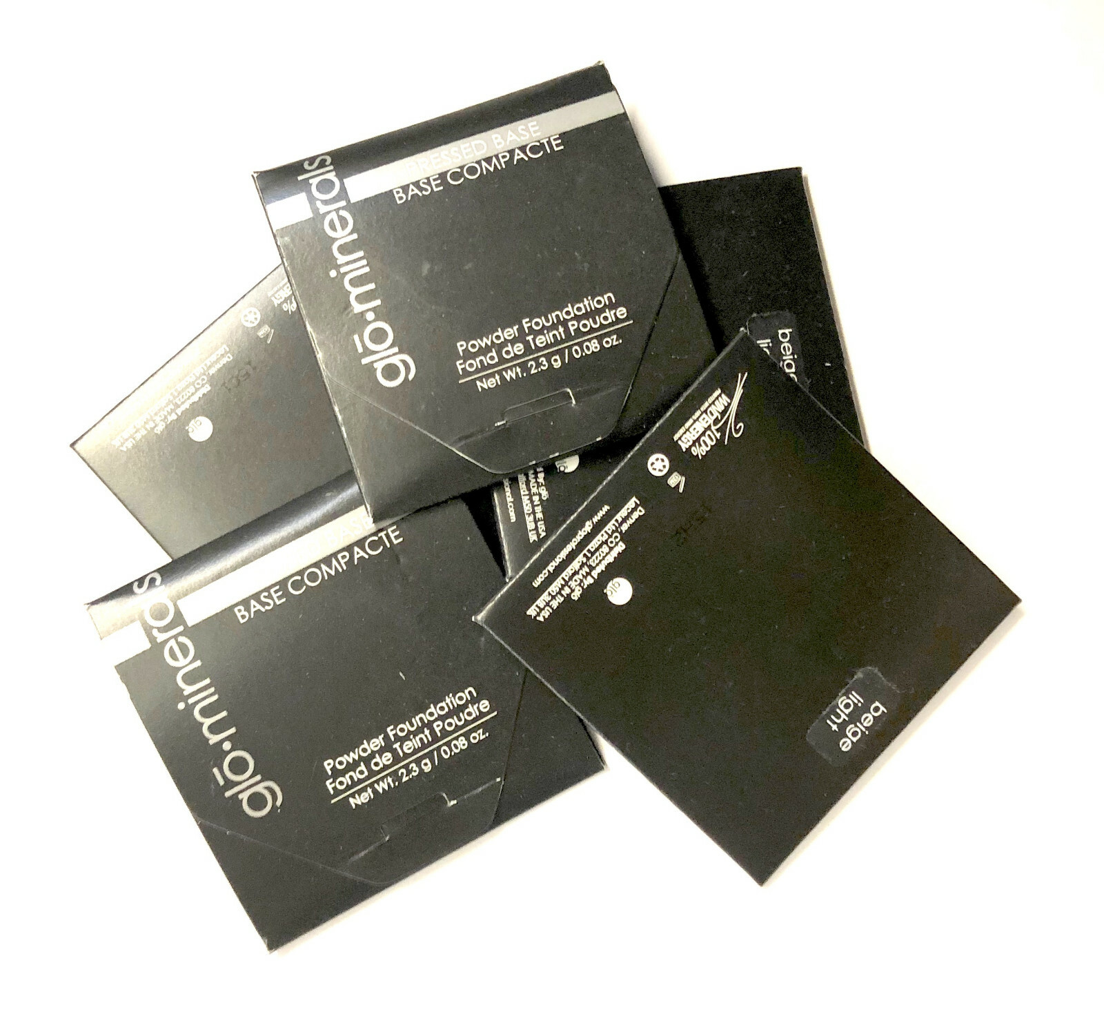 glo Minerals Pressed Base Beige Light Samples x 6 – 2.3 g / 0.08 oz