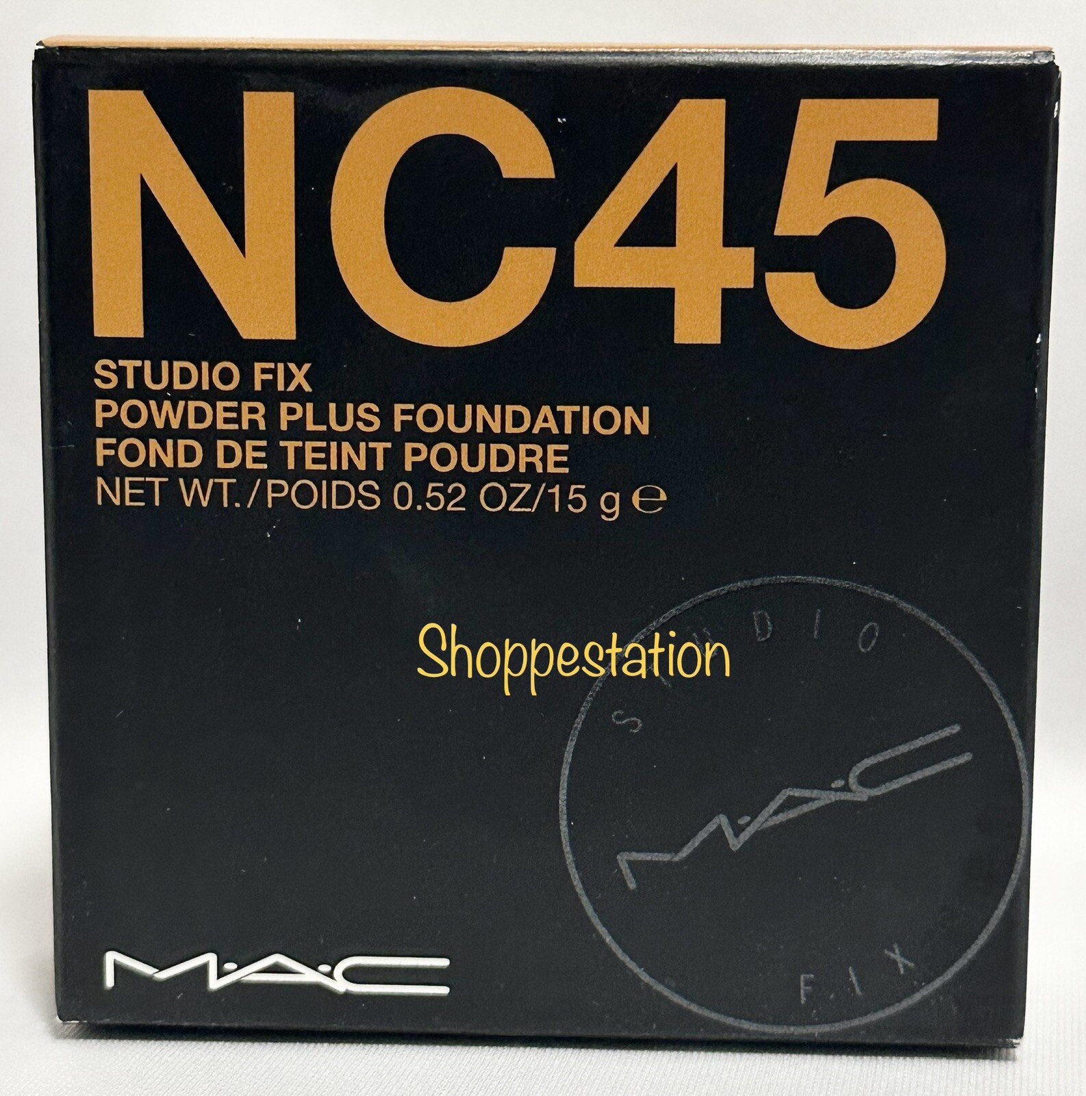 MAC Studio Fix Powder Plus Foundation Shade NC45 Full Size 15g /.52oz New In Box