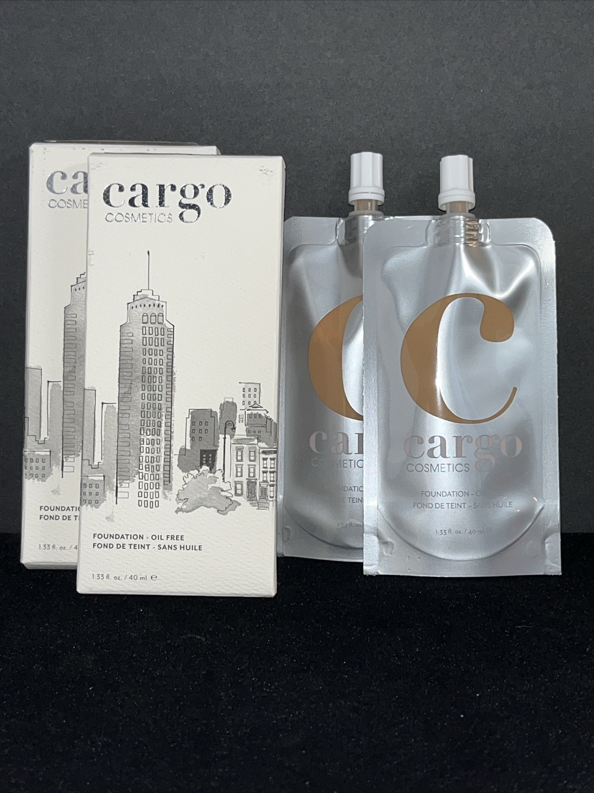 Cargo Cosmetics Liquid Foundation F-50 Soft Sheer Sandalwood 1.33fl Oz (2 Boxes)