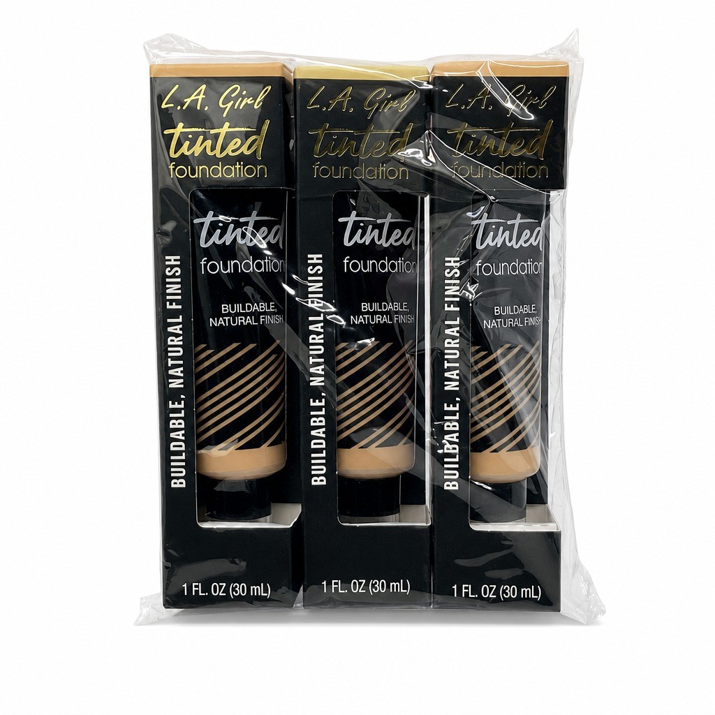 L.A. Girl Tinted Foundation Warm Beige GLM756 Buildable Coverage, 3 PACK