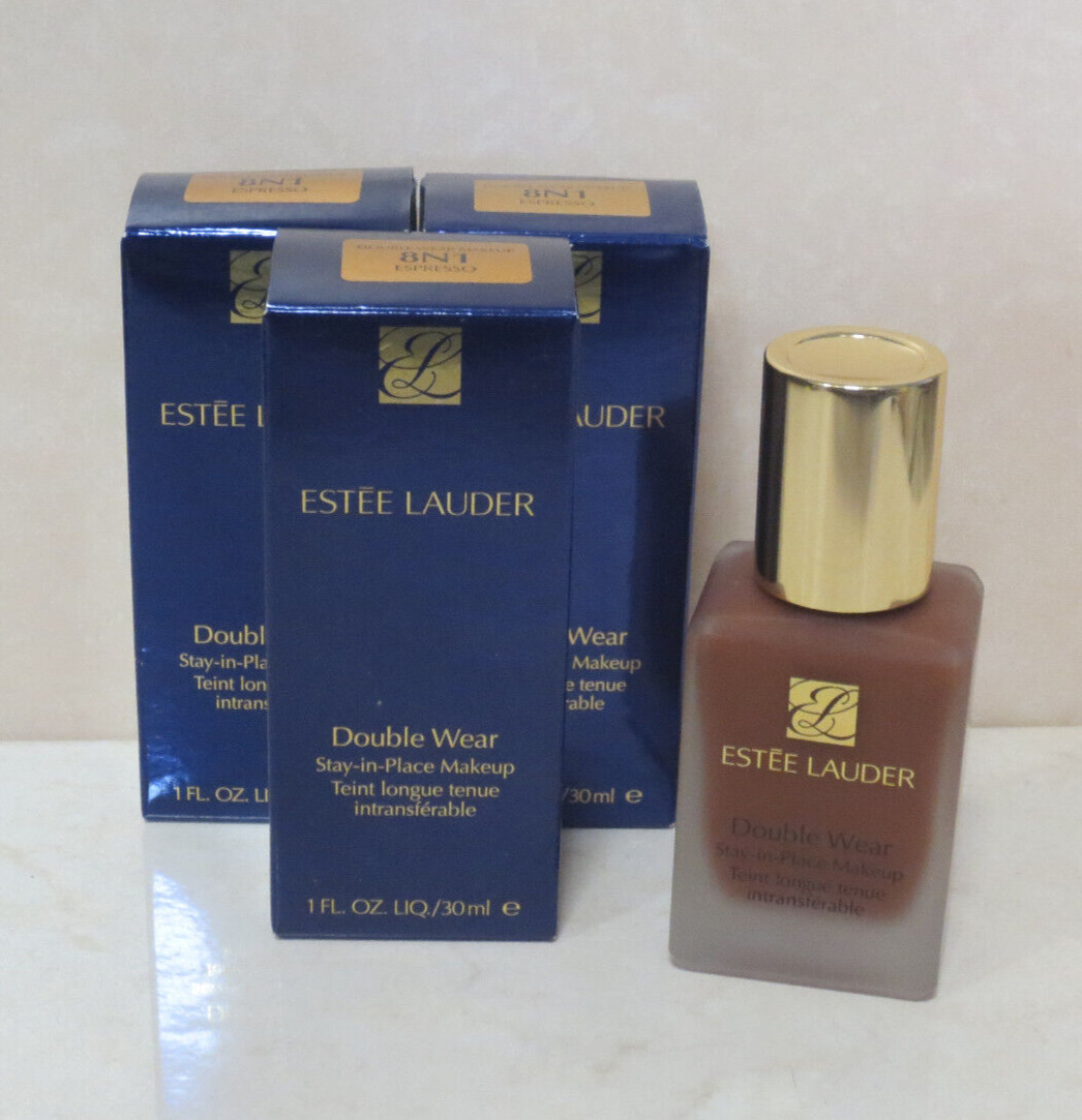 (3) ESTEE LAUDER DOUBLE WEAR STAY-IN-PLACE MAKEUP – 8N1 ESPRESSO – 1 OZ BOXED