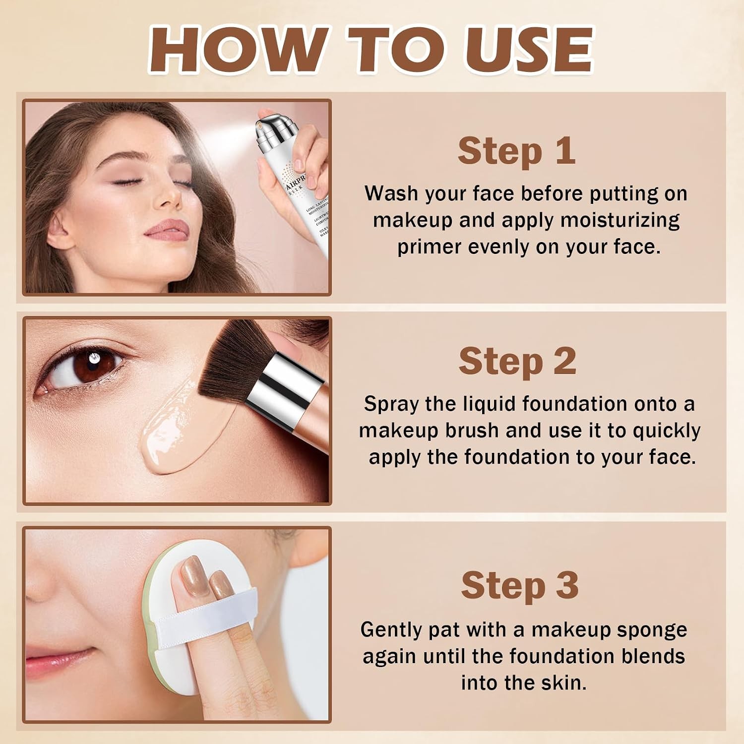Airbrush Foundation Makeup with Primer (01 Natural) | Breathable Blendable,Found