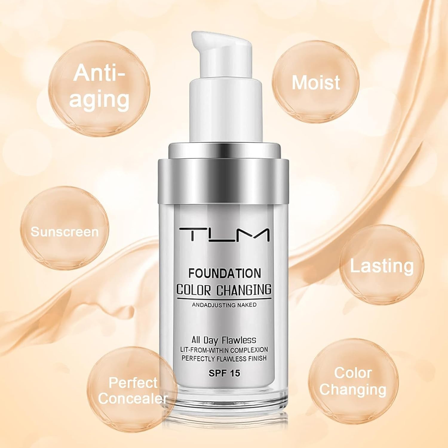 TLM Color Changing Foundation Liquid Base BB Cream Makeup Base Concealer All Day