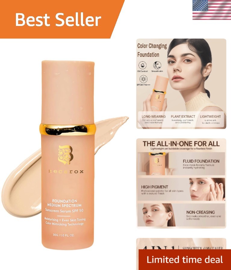 Hydrating Medium Coverage Foundation with SPF 50+ – 4 in 1 Beauty Essential