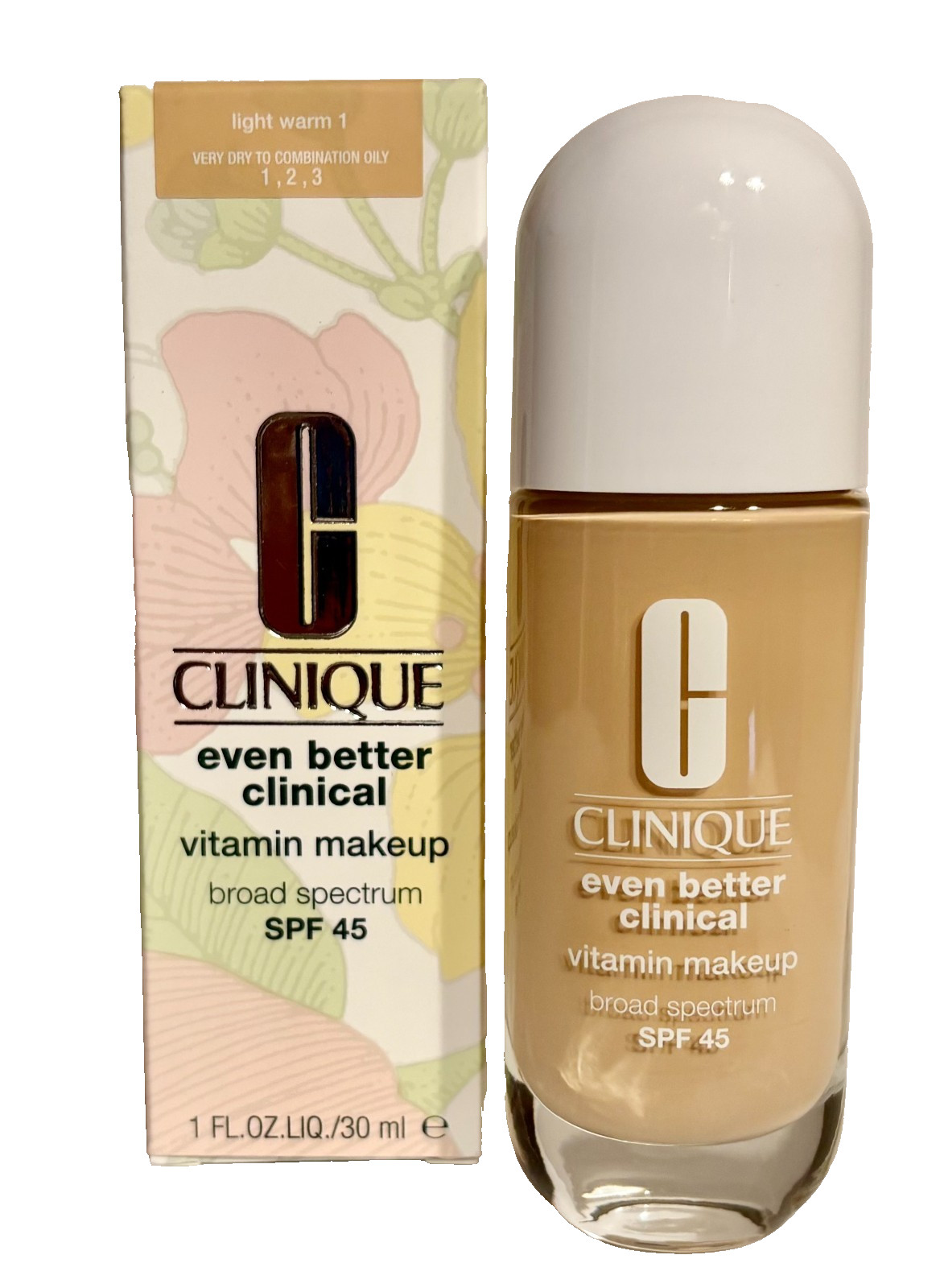 Clinique Even Better Clinical Vitamin Makeup SPF 45- Light Warm 1 NIB