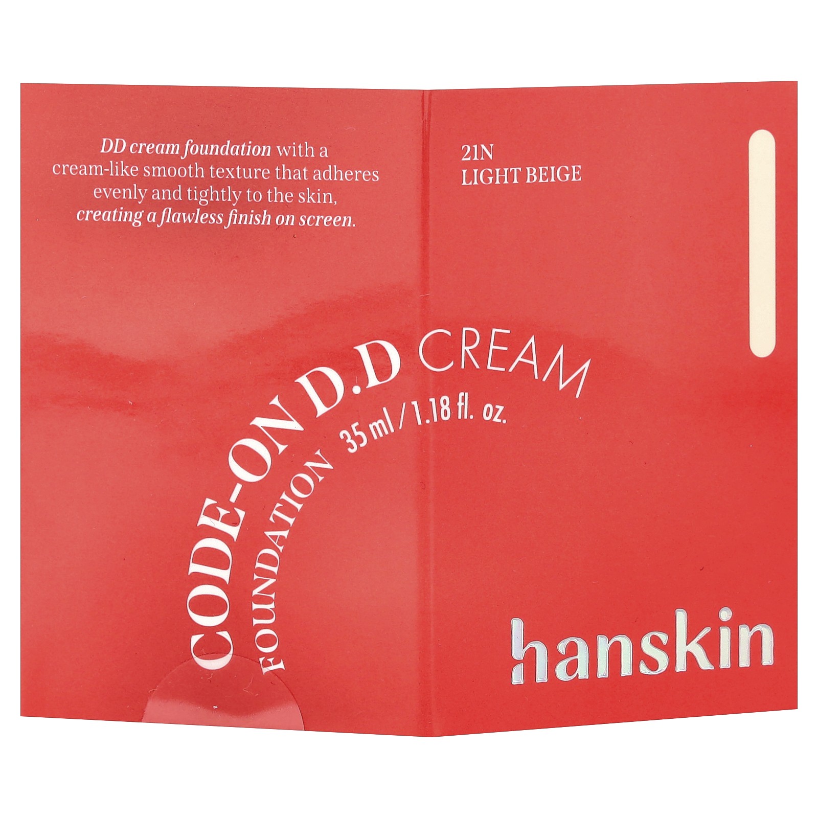 Code-On D.D Cream Foundation, 21N Light Beige, 1.18 fl oz (35 ml)