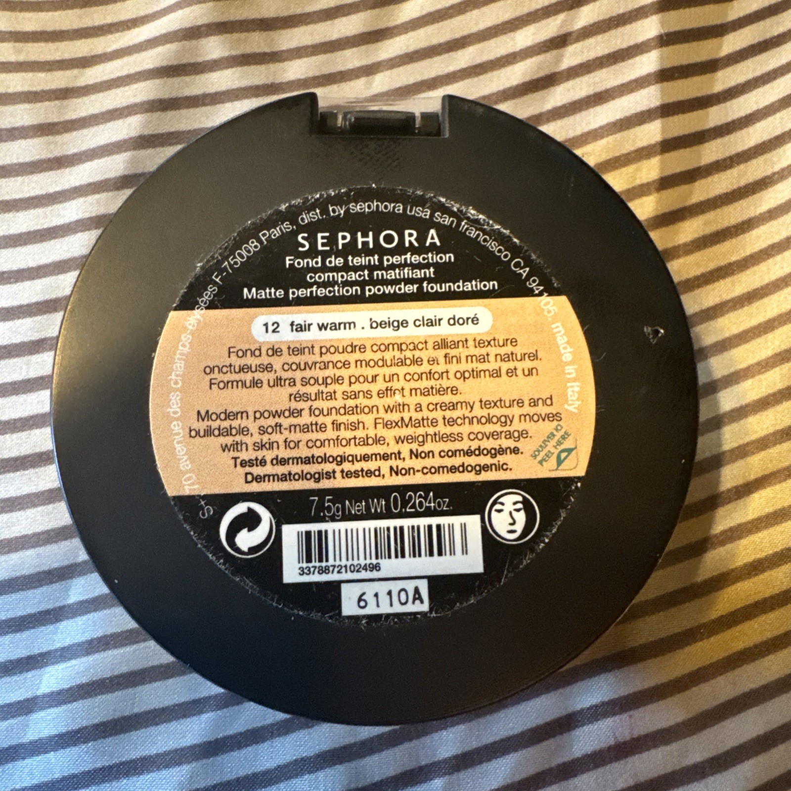 Sephora Matte Perfection Powder Foundation – Shade 12 Fair Warm – 0.264oz – New