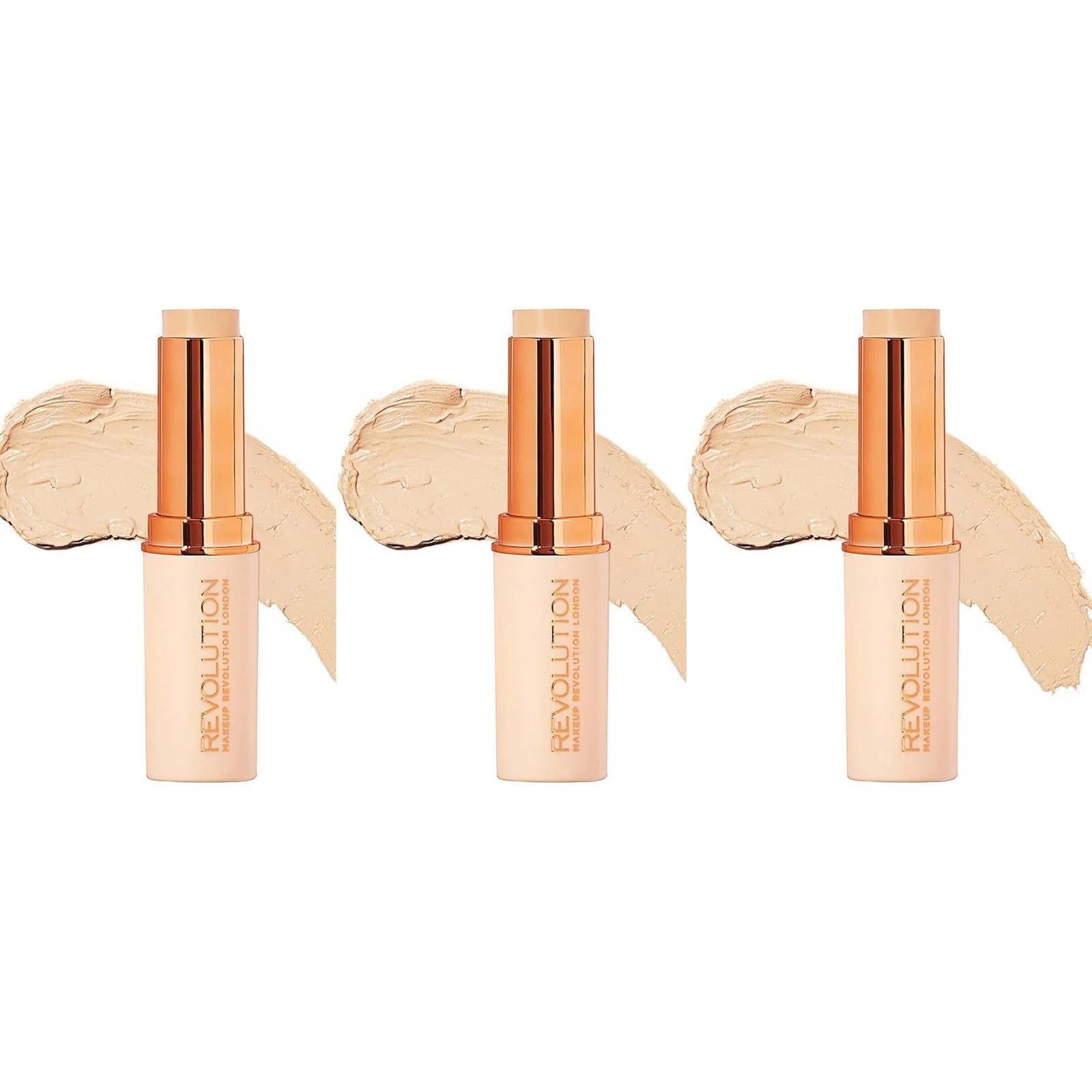 Makeup Revolution Fast Base Stick Foundation, F1, Pack of 3