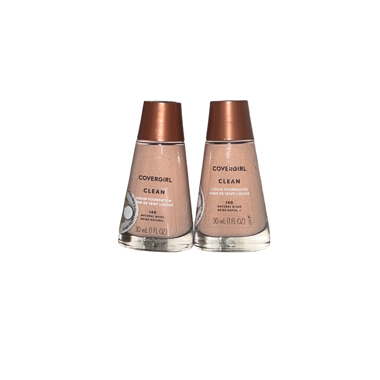 Lot of 2 Covergirl Clean Liquid Foundation 140 Natural Beige 1 Fl Oz Each