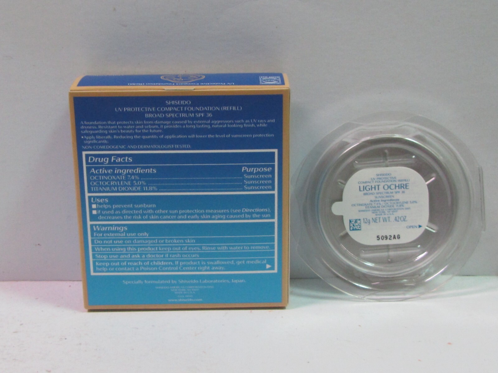 Shiseido UV Protective Compact Foundation Refill SPF 36 Light Ochre .42 oz