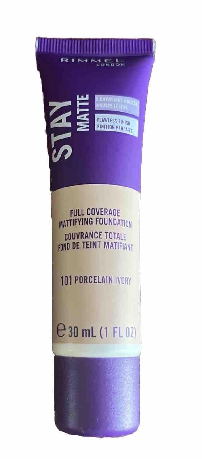 Rimmel Stay Matte Full Coverage Mattifying Foundation – 101 Porcelain Ivory- NEW