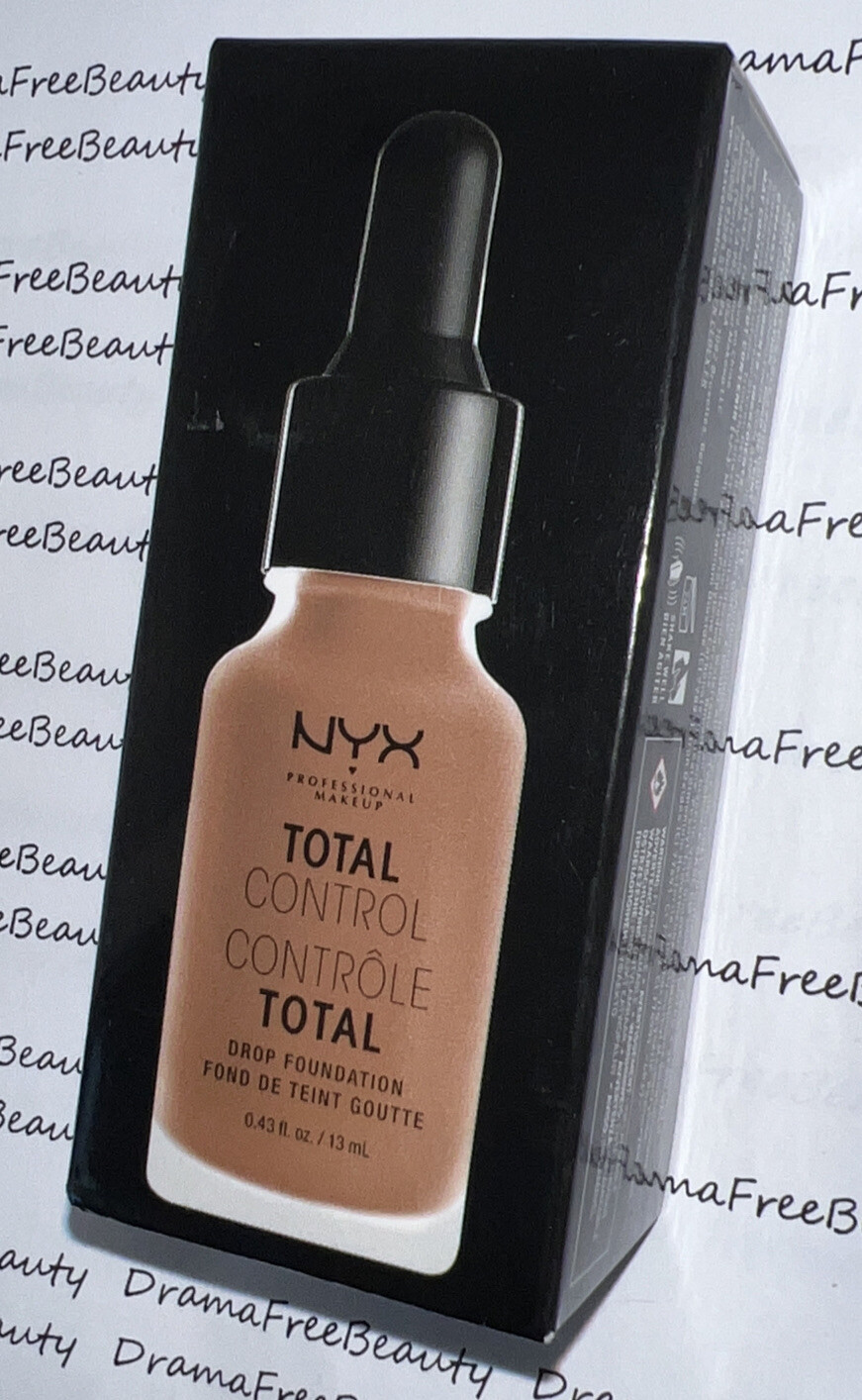 NIB NYX Total Control Pro Drop Skin-Buildable Vegan Foundation TCDF18 DEEP SABLE