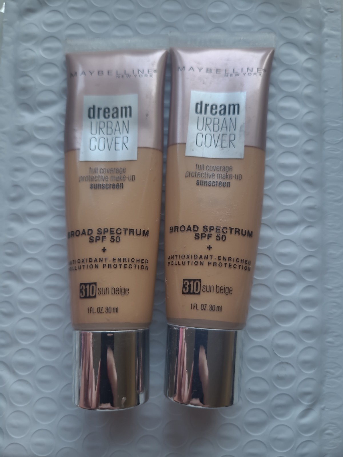 2x Maybelline Dream Urban Cover Protective Make-up #310 Sun Beige Exp3/21