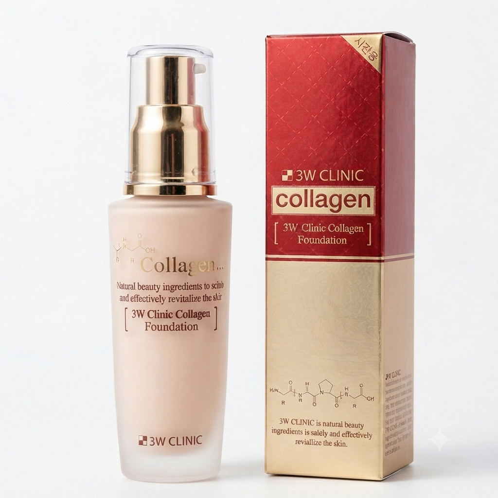 3W CLINIC Collagen Foundation 50ml Perfect Cover BB Cream K-Beauty