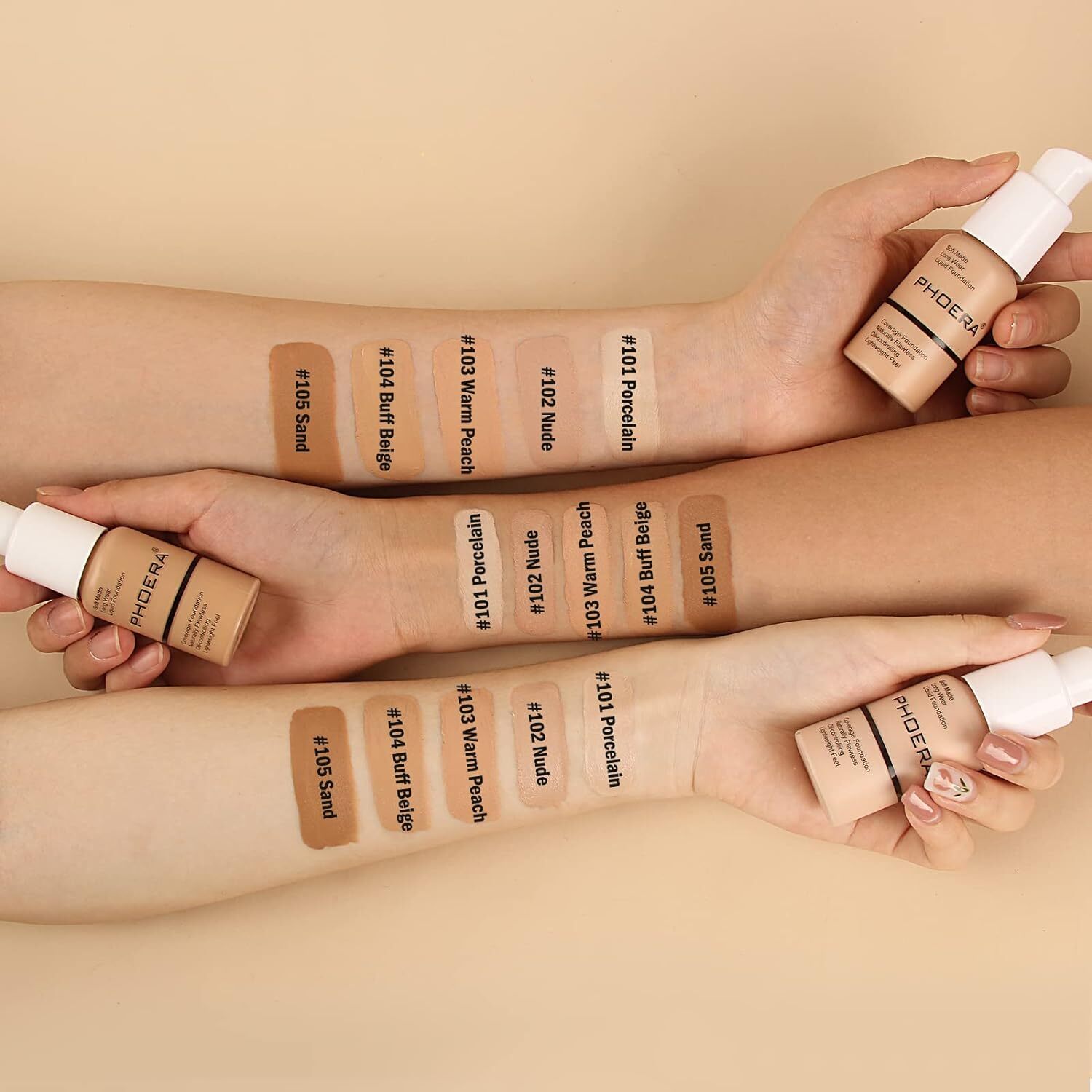 PHOERA® Soft Matte Full Coverage Liquid Foundation Concealer Longlasting Makeup