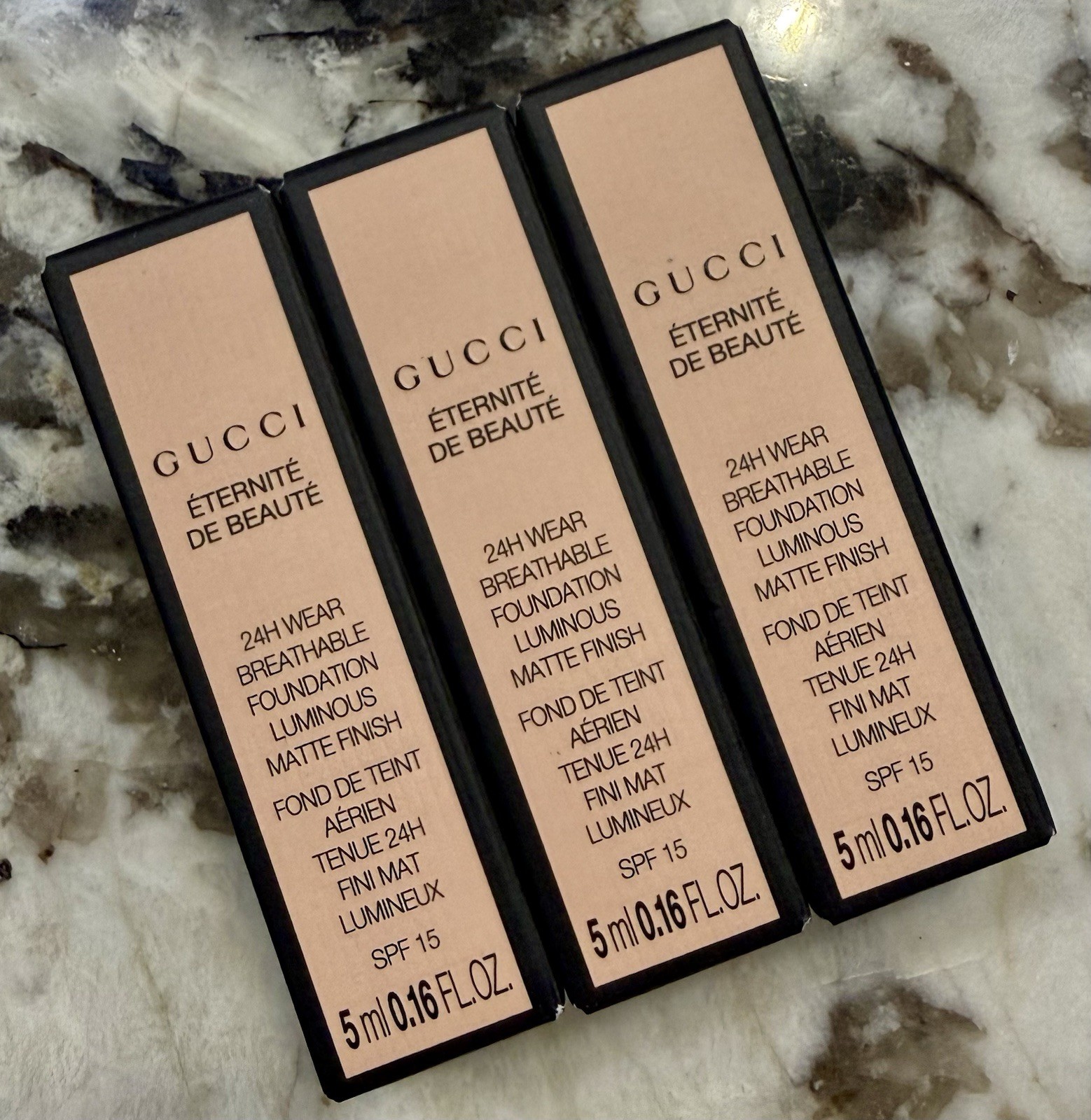 3X GUCCI 24H Wear Breathable Foundation MEDIUM FAIR 220W 5ml MINI Travel NIB